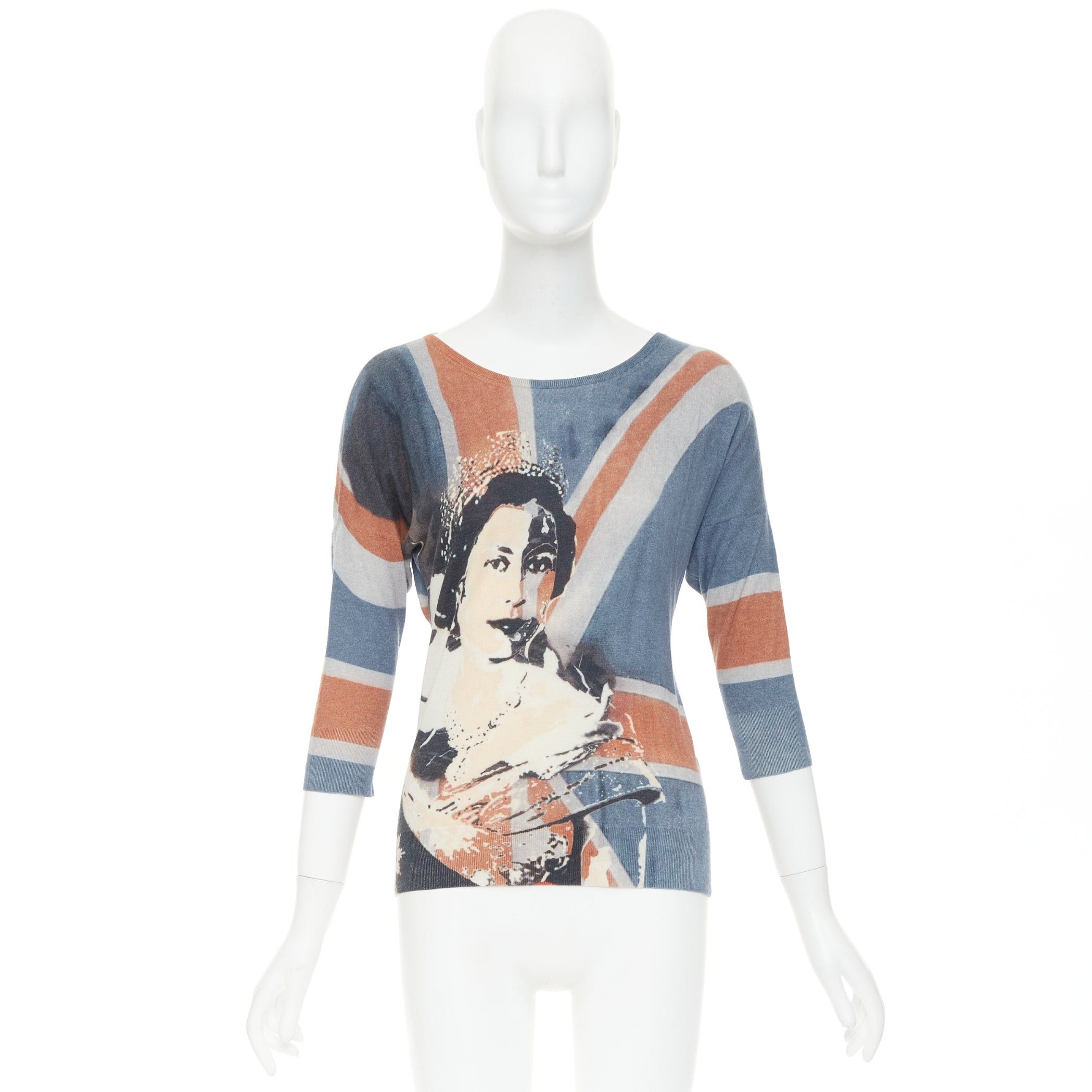 Alexander McQueen ALEXANDER MCQUEEN 2008 Runway Queen Elizabeth Portrait Union Jack cashmere sweater S Size S / US 4 / IT 40 - 9 Thumbnail