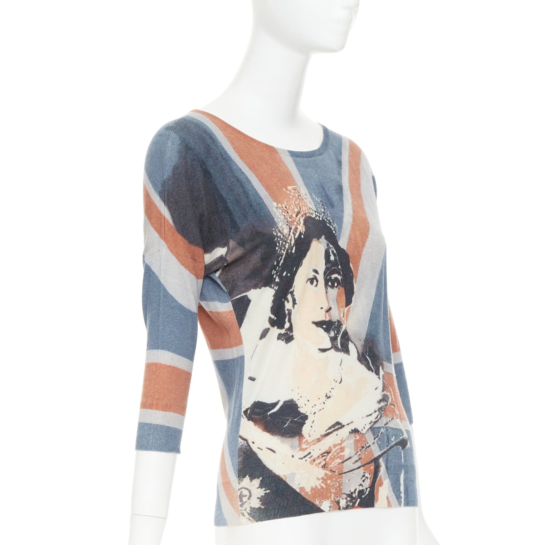 Alexander McQueen ALEXANDER MCQUEEN 2008 Runway Queen Elizabeth Portrait Union Jack cashmere sweater S Size S / US 4 / IT 40 - 2 Thumbnail