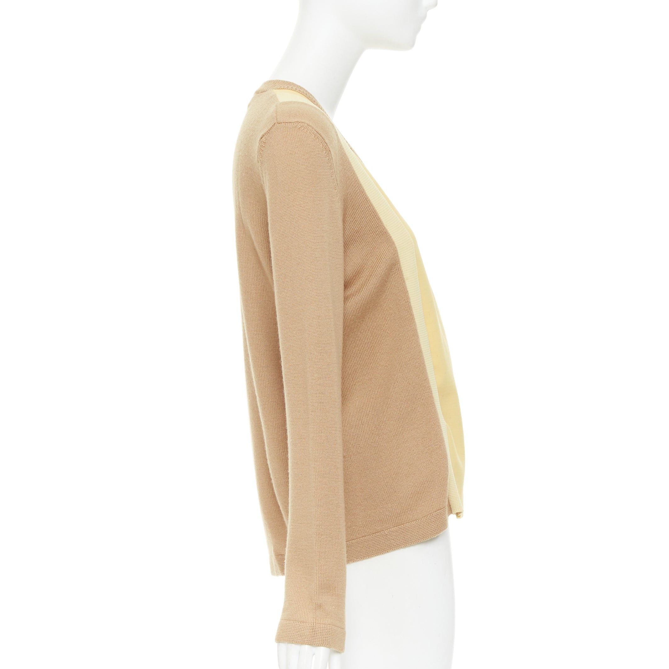 Marni MARNI yellow beige tan virgin wool blend colorblock panel V neck sweater IT42 M Size M / US 6-8 / IT 42-44 - 4 Thumbnail