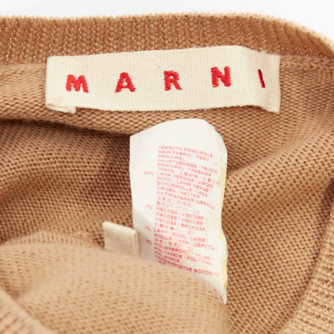 Marni MARNI yellow beige tan virgin wool blend colorblock panel V neck sweater IT42 M Size M / US 6-8 / IT 42-44 - 9 Thumbnail