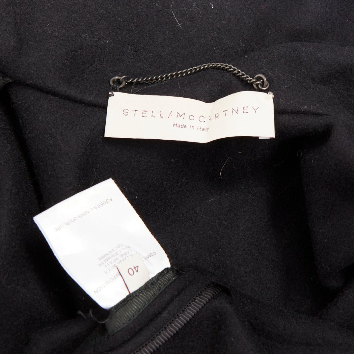 Stella McCartney STELLA MCCARTNEY 2005 black wool cashmere wide collar woven buttons short sleeve coat IT40 S Size S / US 4 / IT 40 - 8 Thumbnail
