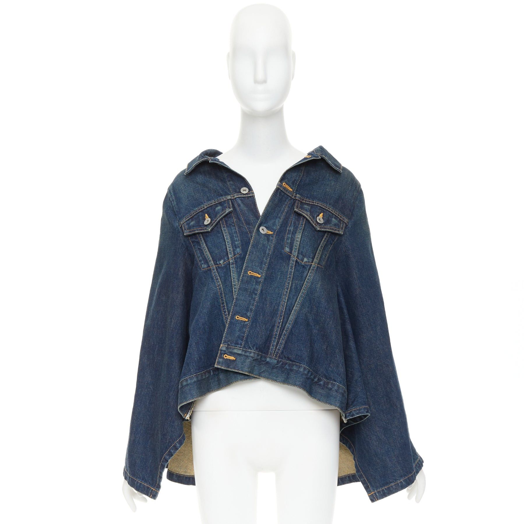 Junya Watanabe JUNYA WATANABE 2017 washed blue denim deconstructed flare caped jacket M Size M / US 6-8 / IT 42-44 - 9 Thumbnail