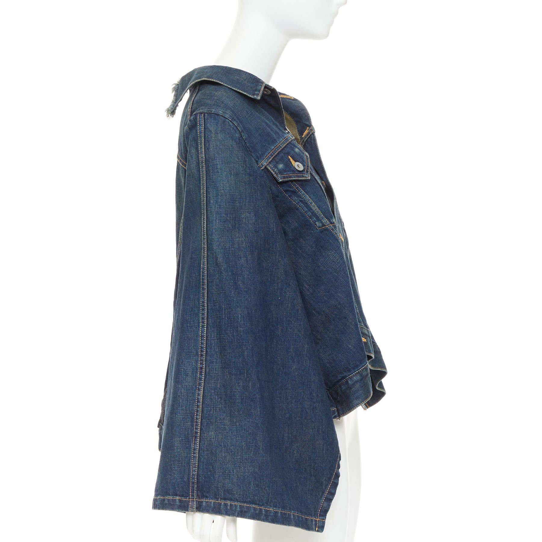 Junya Watanabe JUNYA WATANABE 2017 washed blue denim deconstructed flare caped jacket M Size M / US 6-8 / IT 42-44 - 4 Thumbnail