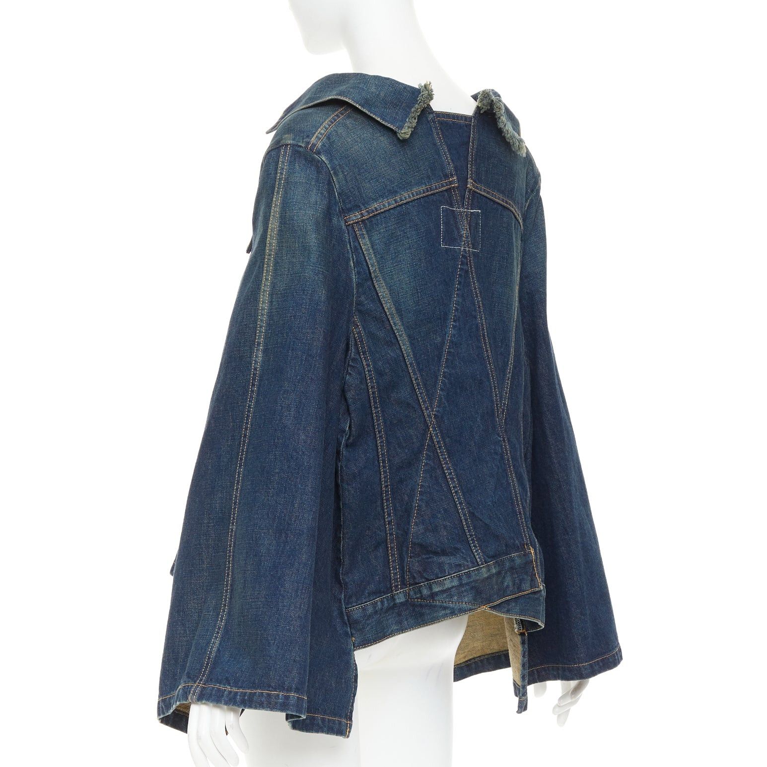 Junya Watanabe JUNYA WATANABE 2017 washed blue denim deconstructed flare caped jacket M Size M / US 6-8 / IT 42-44 - 6 Thumbnail