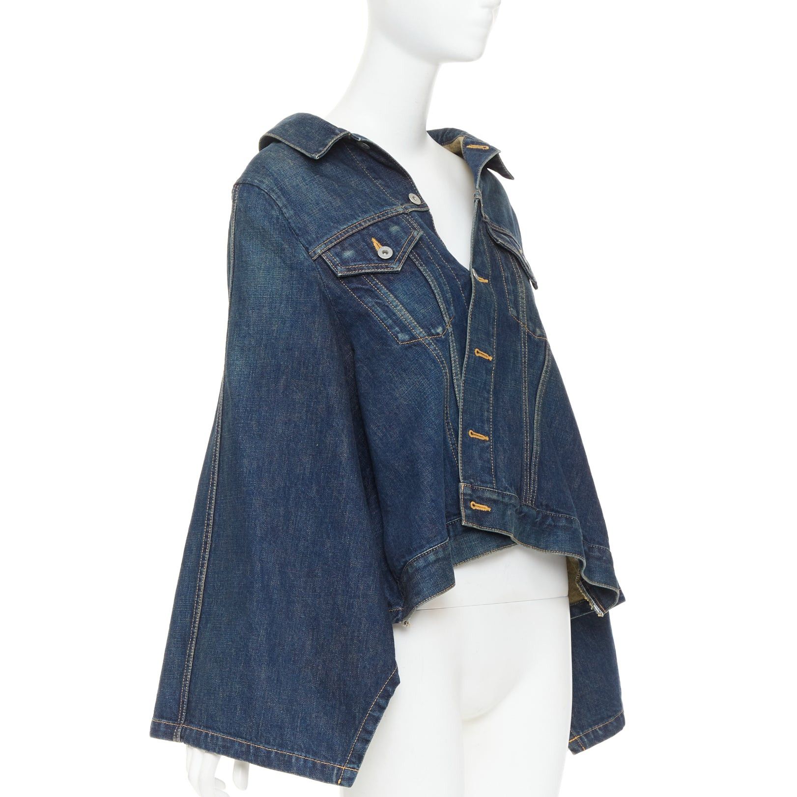 Junya Watanabe JUNYA WATANABE 2017 washed blue denim deconstructed flare caped jacket M Size M / US 6-8 / IT 42-44 - 3 Thumbnail