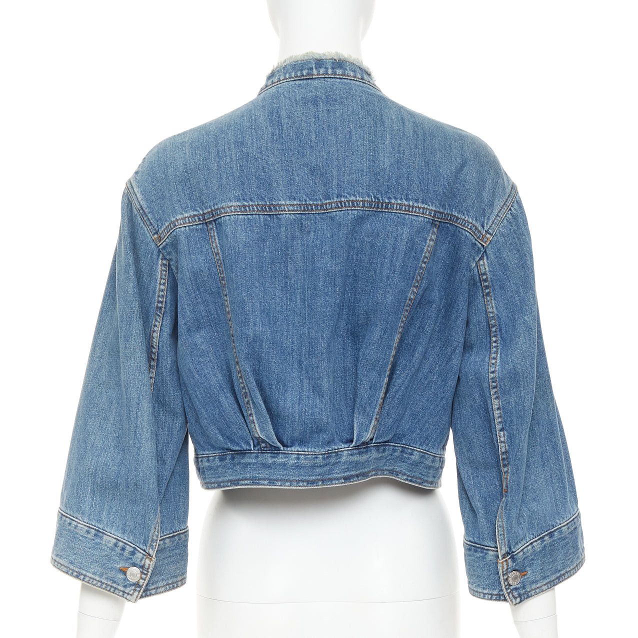 Dries Van Noten DRIES VAN NOTEN 2017 blue washed distressed 3/4 sleeve cropped denim jacket FR38 M Size M / US 6-8 / IT 42-44 - 6 Thumbnail