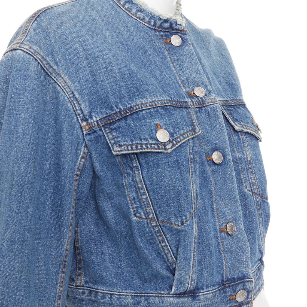 Dries Van Noten DRIES VAN NOTEN 2017 blue washed distressed 3/4 sleeve cropped denim jacket FR38 M Size M / US 6-8 / IT 42-44 - 8 Thumbnail