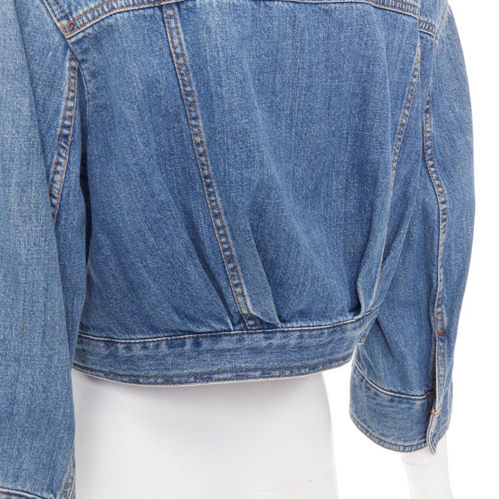 Dries Van Noten DRIES VAN NOTEN 2017 blue washed distressed 3/4 sleeve cropped denim jacket FR38 M Size M / US 6-8 / IT 42-44 - 2 Thumbnail