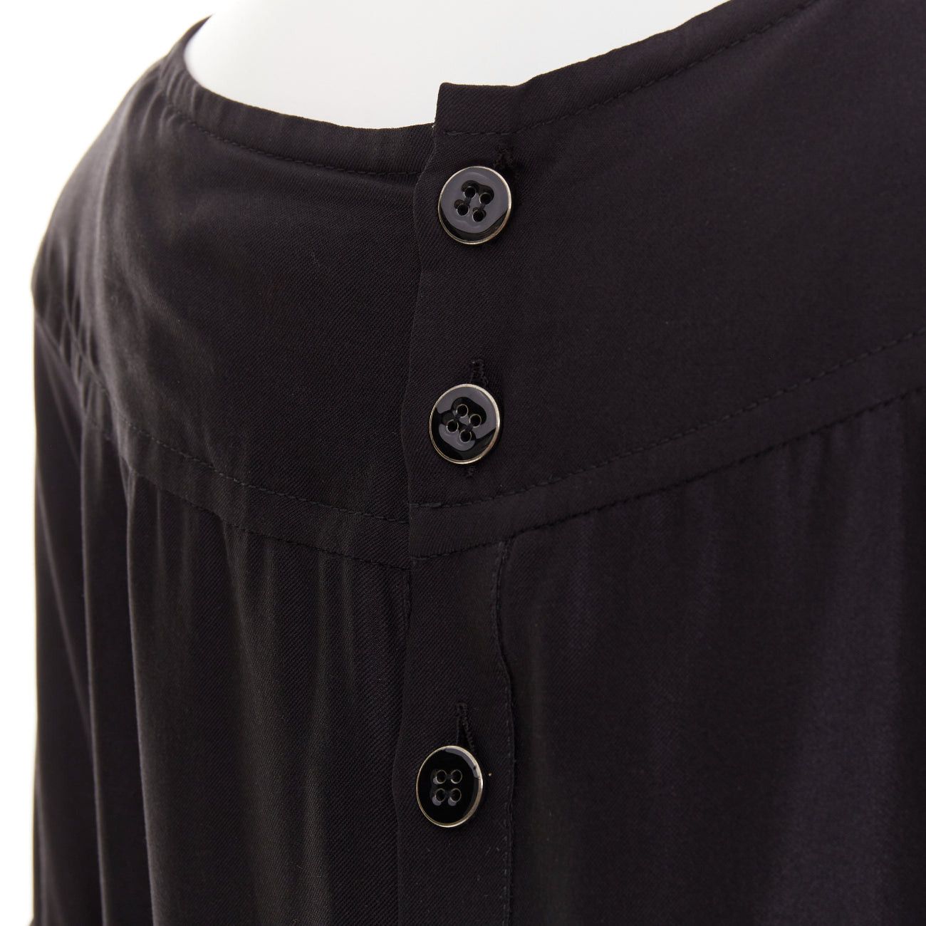Stella McCartney STELLA MCCARTNEY 2007 black silk ruffle trim puff sleeve baby doll short dress IT40 S Size S / US 4 / IT 40 - 2 Thumbnail