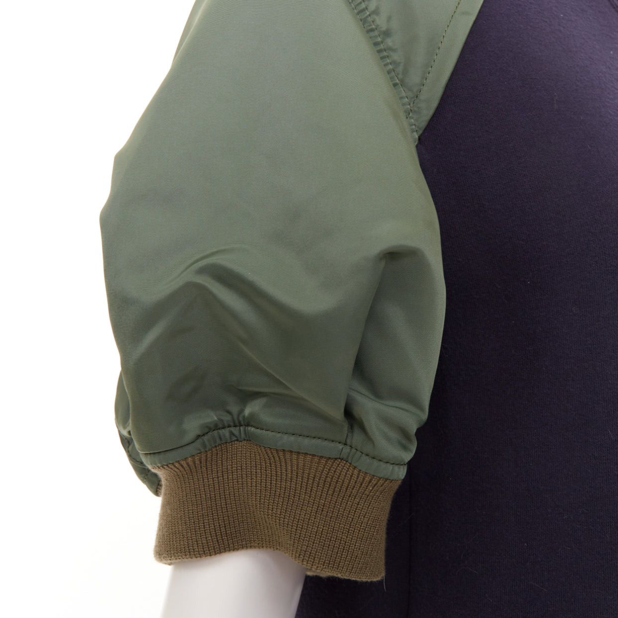 Sacai SACAI 2022 navy green sponge sweat MA-1 bomber sleeve sweater dress JP3 L Size M / US 6-8 / IT 42-44 - 7 Thumbnail