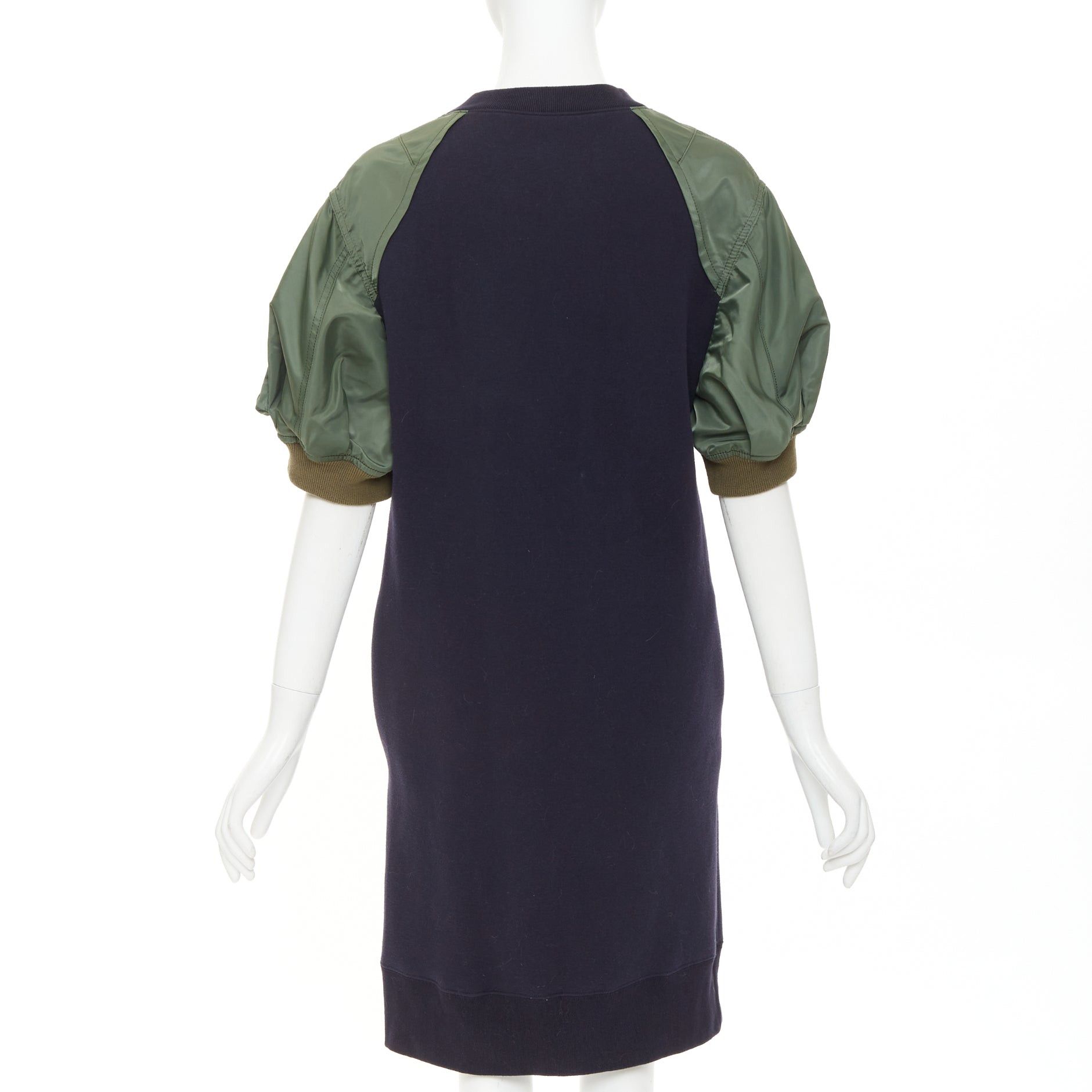Sacai SACAI 2022 navy green sponge sweat MA-1 bomber sleeve sweater dress JP3 L Size M / US 6-8 / IT 42-44 - 5 Thumbnail