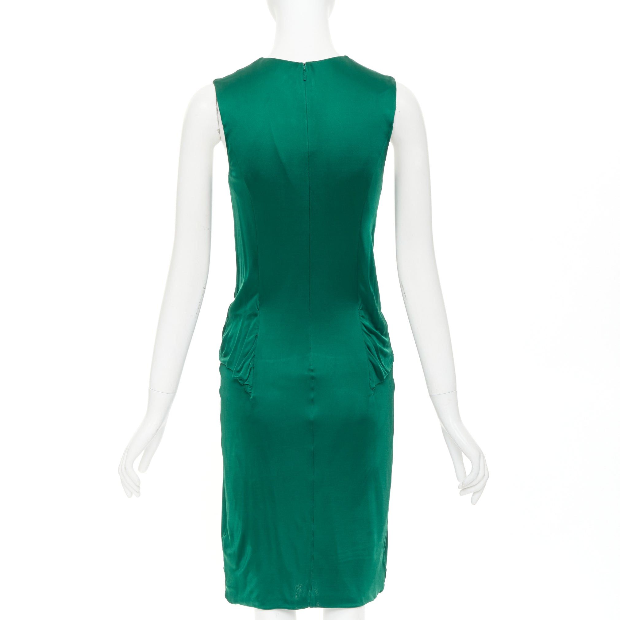 Gucci GUCCI 2008 emerald green viscose gold hardware draped V neck midi dress L Size M / US 6-8 / IT 42-44 - 5 Thumbnail