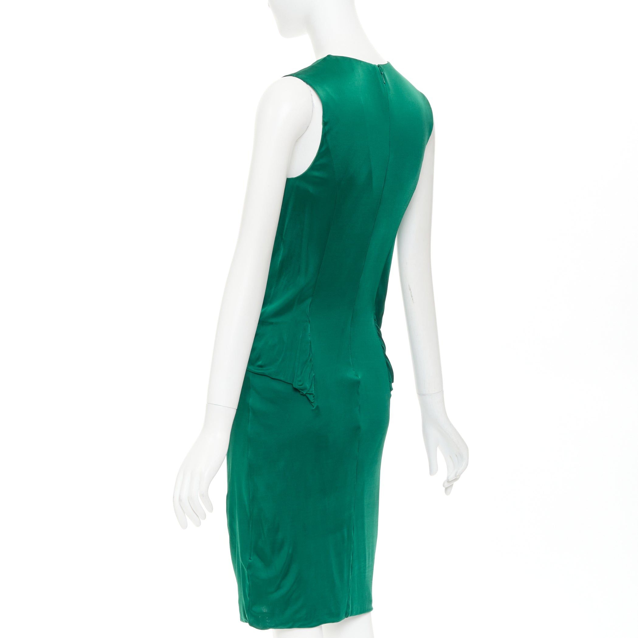 Gucci GUCCI 2008 emerald green viscose gold hardware draped V neck midi dress L Size M / US 6-8 / IT 42-44 - 6 Thumbnail