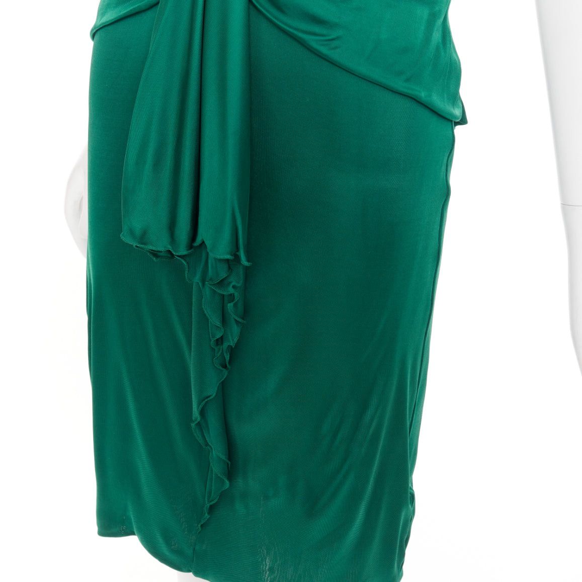 Gucci GUCCI 2008 emerald green viscose gold hardware draped V neck midi dress L Size M / US 6-8 / IT 42-44 - 7 Thumbnail