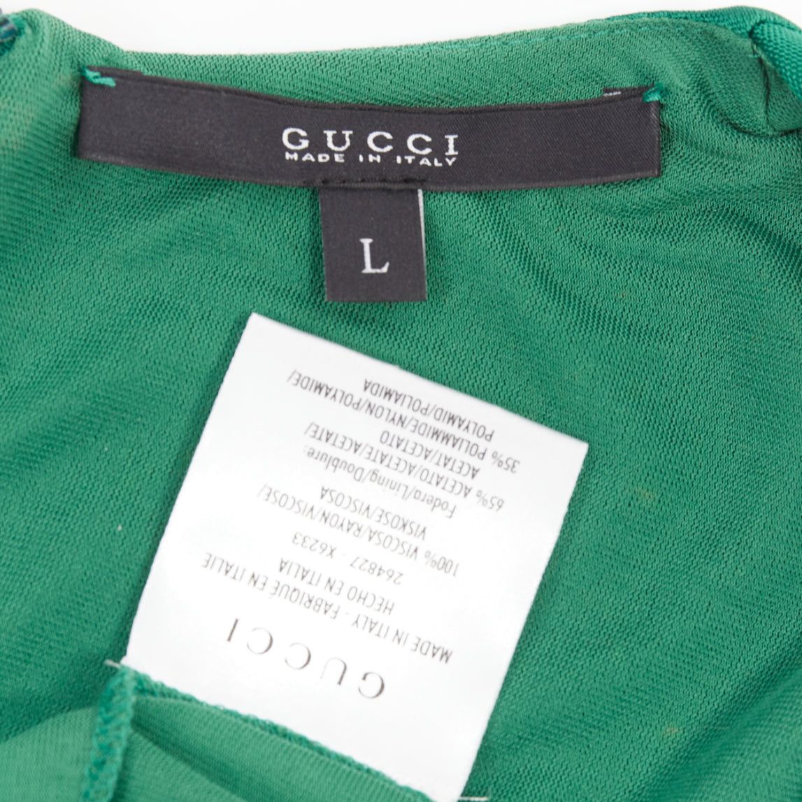 Gucci GUCCI 2008 emerald green viscose gold hardware draped V neck midi dress L Size M / US 6-8 / IT 42-44 - 8 Thumbnail