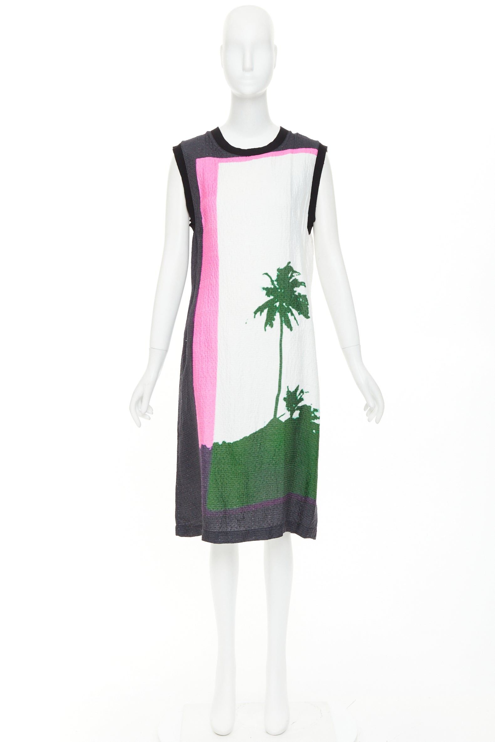 Dries Van Noten DRIES VAN NOTEN 2020 Len Lye linen blend palm tree print shift dress FR38 M Size M / US 6-8 / IT 42-44 - 9 Thumbnail