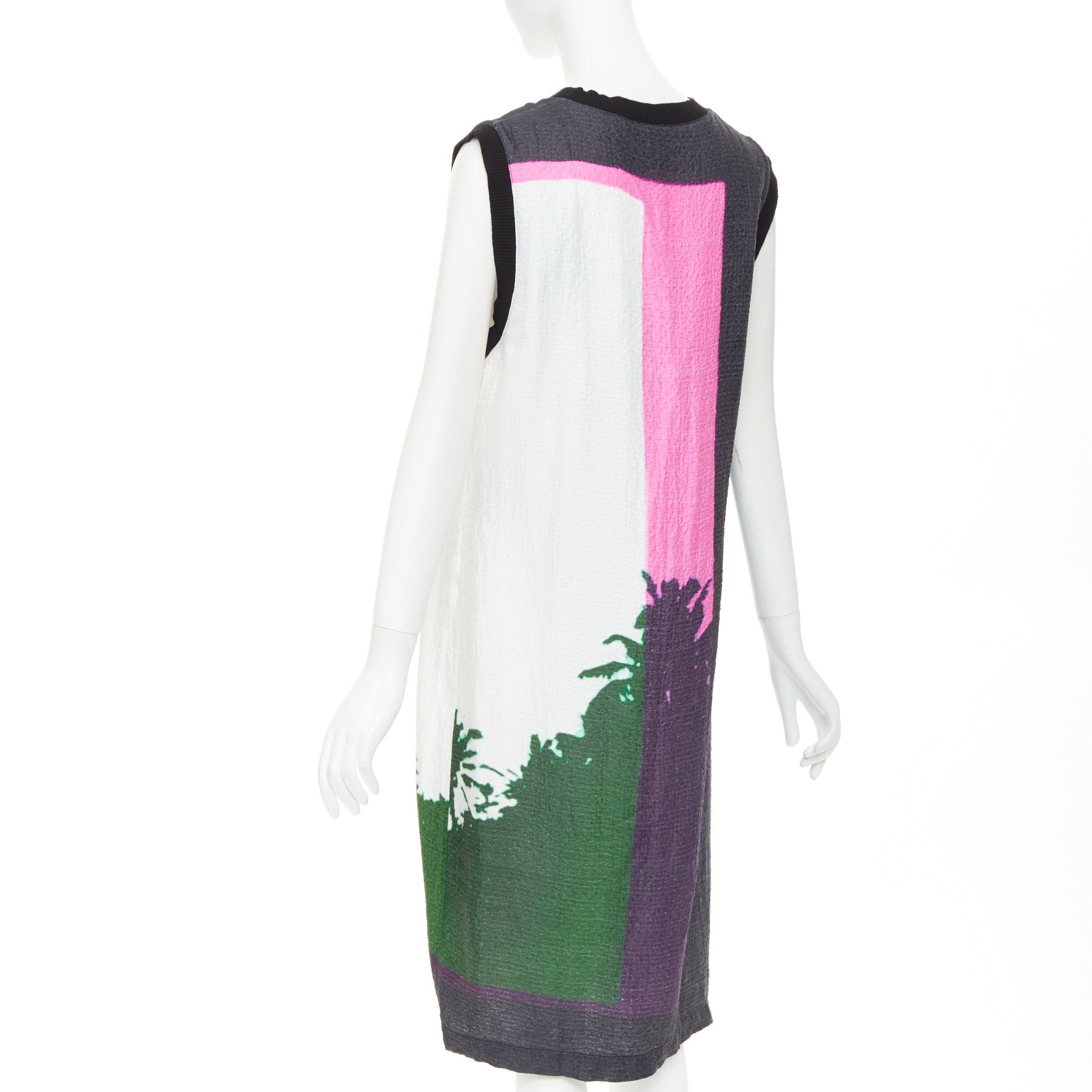 Dries Van Noten DRIES VAN NOTEN 2020 Len Lye linen blend palm tree print shift dress FR38 M Size M / US 6-8 / IT 42-44 - 6 Thumbnail