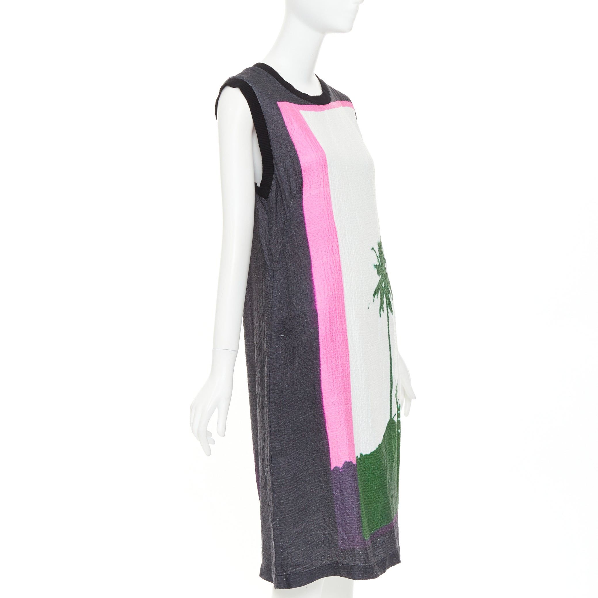 Dries Van Noten DRIES VAN NOTEN 2020 Len Lye linen blend palm tree print shift dress FR38 M Size M / US 6-8 / IT 42-44 - 3 Thumbnail