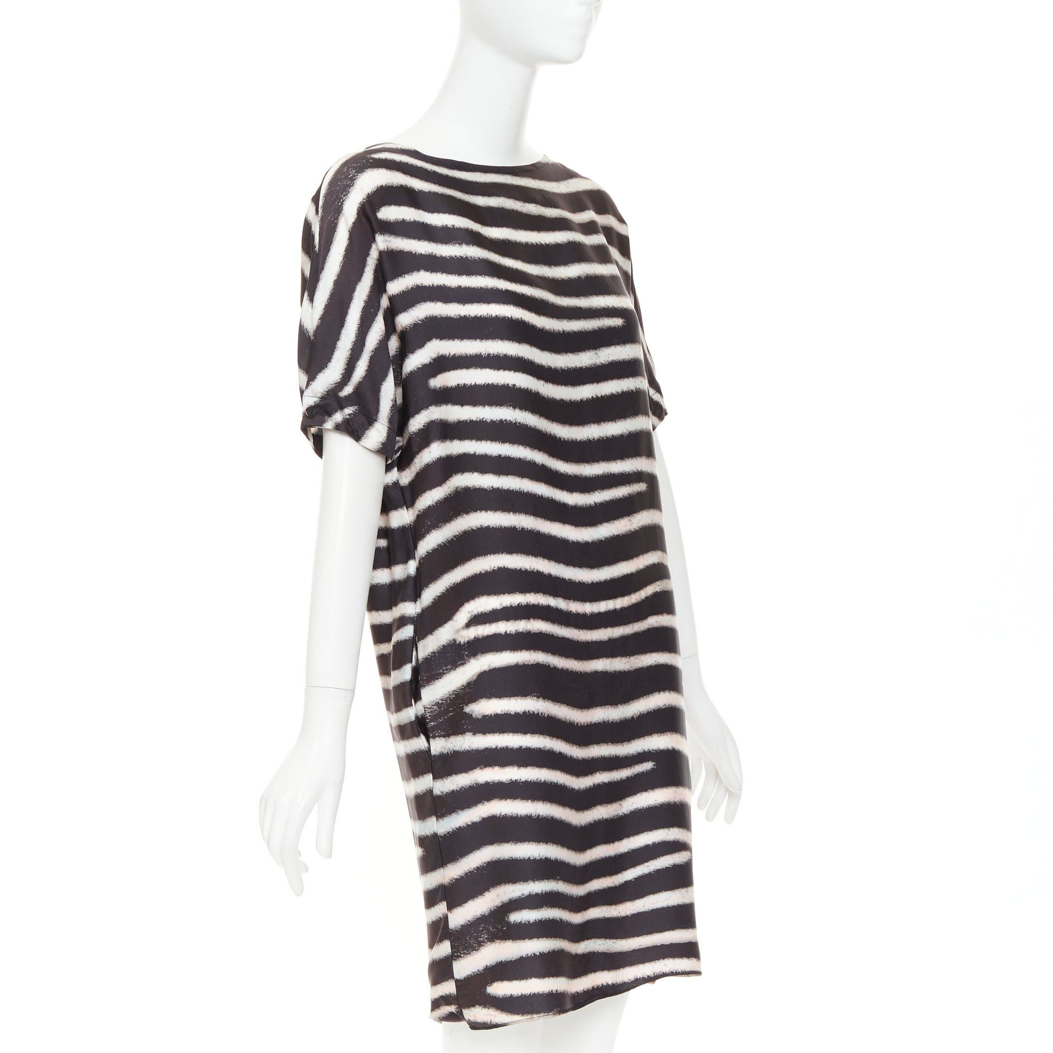 Stella McCartney STELLA MCCARTNEY 2009 100% silk black zebra stripe print tent dress IT38 XS Size XS / US 0-2 / IT 36-38 - 3 Thumbnail