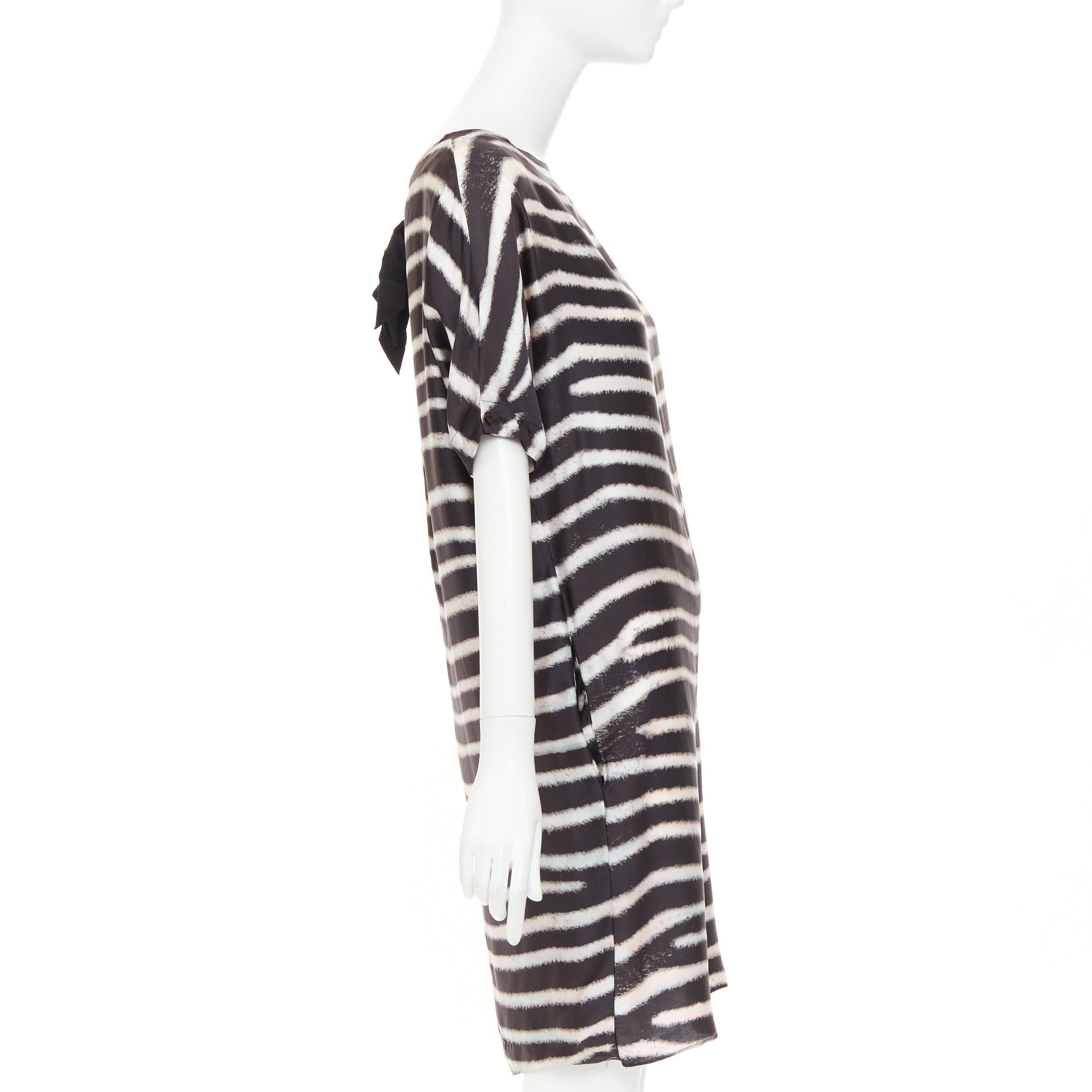 Stella McCartney STELLA MCCARTNEY 2009 100% silk black zebra stripe print tent dress IT38 XS Size XS / US 0-2 / IT 36-38 - 4 Thumbnail