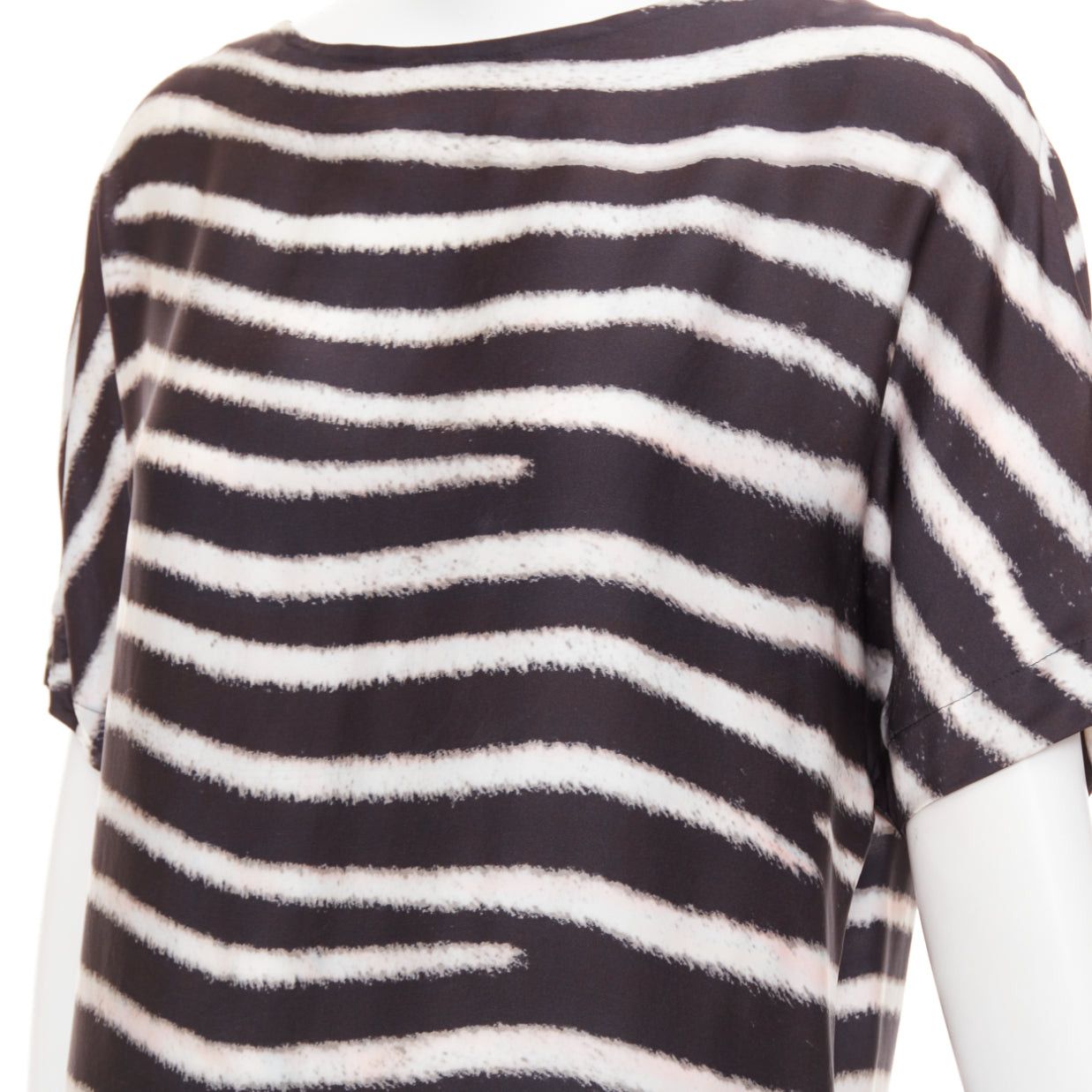 Stella McCartney STELLA MCCARTNEY 2009 100% silk black zebra stripe print tent dress IT38 XS Size XS / US 0-2 / IT 36-38 - 7 Thumbnail
