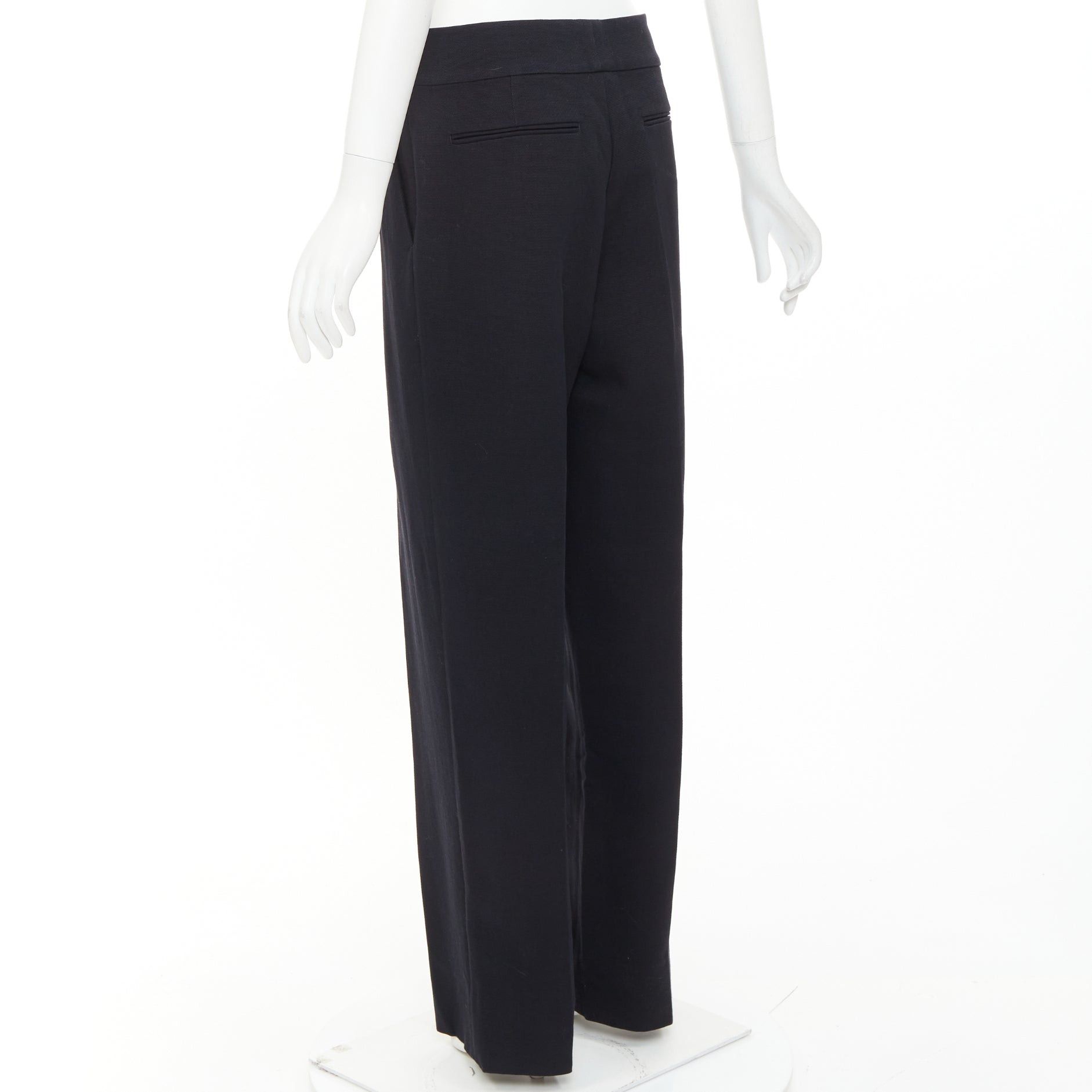 Dries Van Noten DRIES VAN NOTEN black wool cotton pleated front wide leg trousers pants FR38 M Size 28" / US 6 / IT 42 - 6 Thumbnail