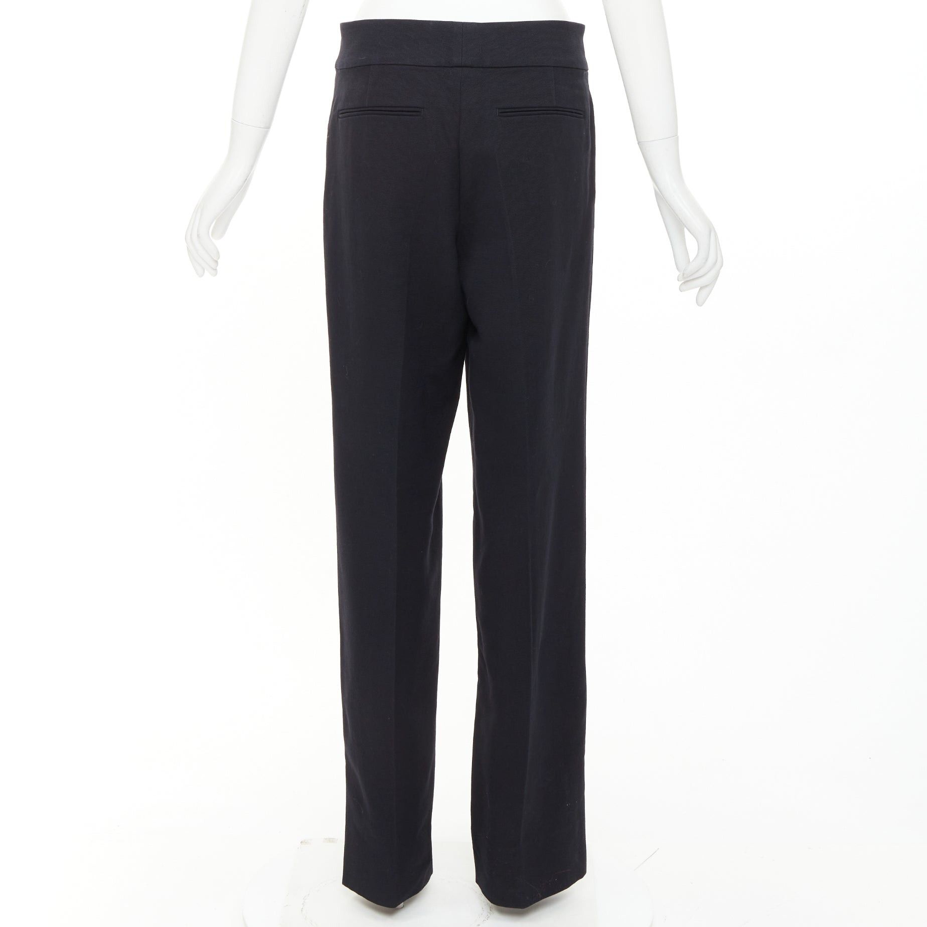 Dries Van Noten DRIES VAN NOTEN black wool cotton pleated front wide leg trousers pants FR38 M Size 28" / US 6 / IT 42 - 5 Thumbnail