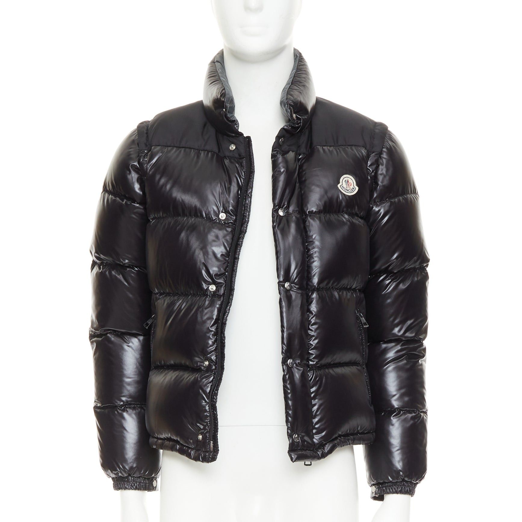 Moncler MONCLER Grenable black shine snap button cropped puffer jacket Sz.0 XS Size US S / EU 44-46 / 1 - 3 Thumbnail