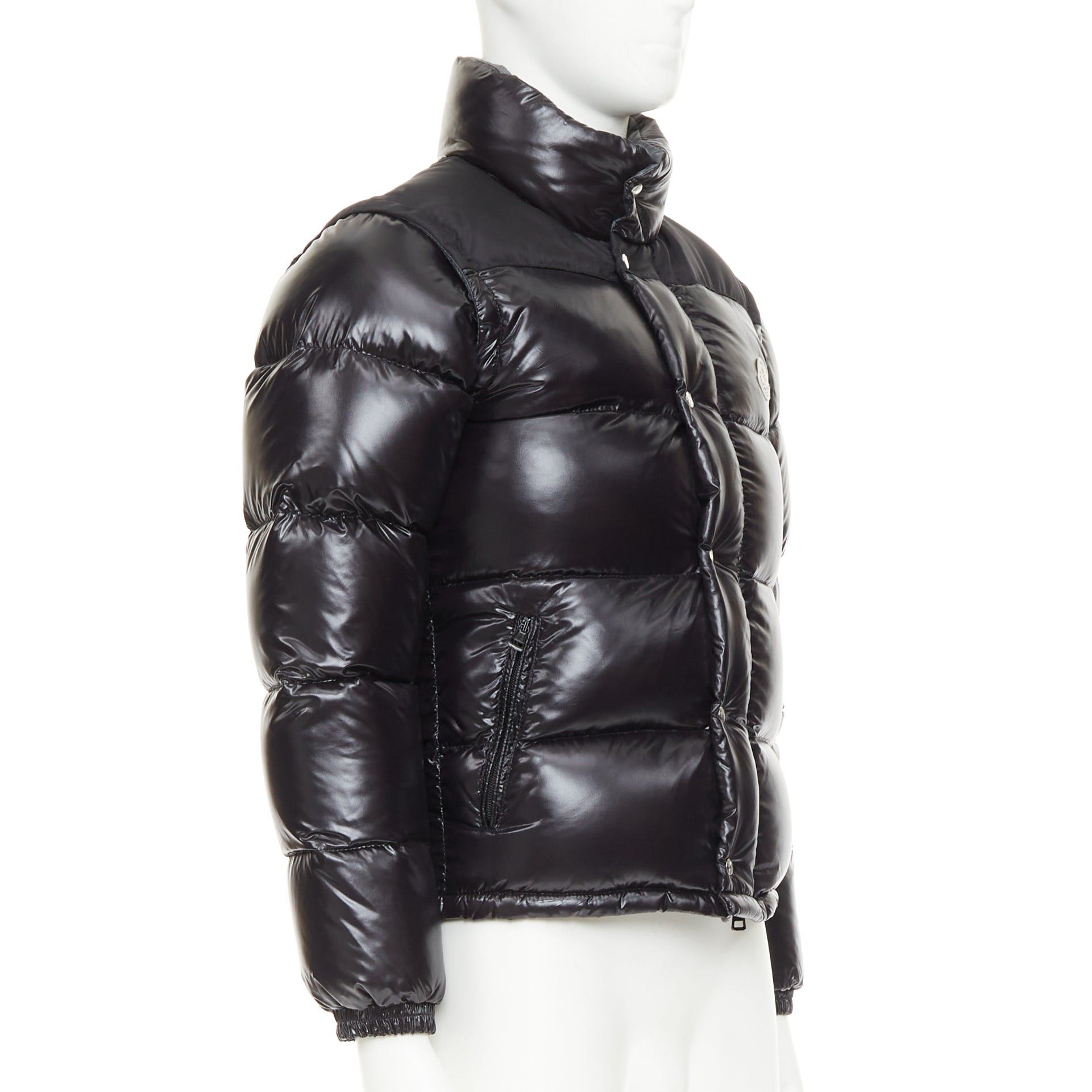 Moncler MONCLER Grenable black shine snap button cropped puffer jacket Sz.0 XS Size US S / EU 44-46 / 1 - 4 Thumbnail