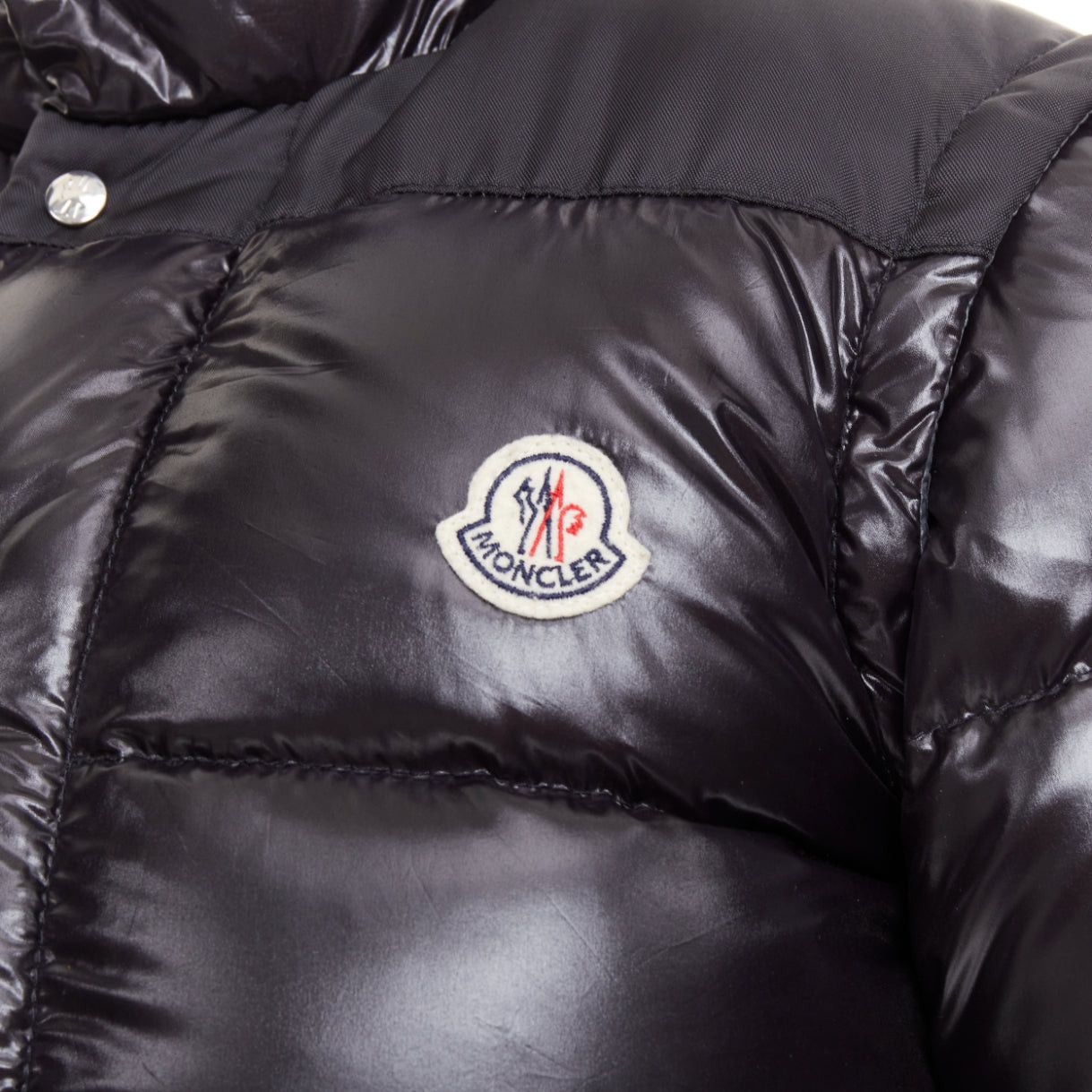 Moncler MONCLER Grenable black shine snap button cropped puffer jacket Sz.0 XS Size US S / EU 44-46 / 1 - 2 Thumbnail