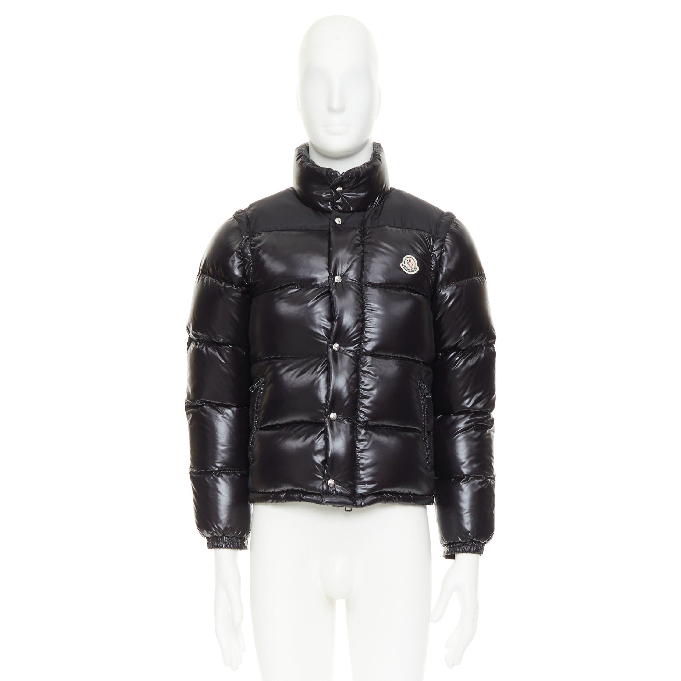 Moncler MONCLER Grenable black shine snap button cropped puffer jacket Sz.0 XS Size US S / EU 44-46 / 1 - 10 Thumbnail