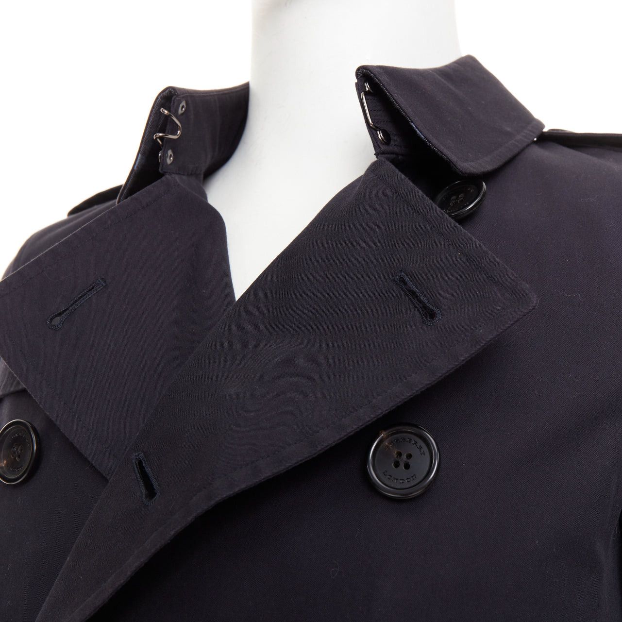 Burberry BURBERRY Prorsum 2011 black cotton twill double breasted leather trim beltedtrench coat EU46 S Size US S / EU 44-46 / 1 - 7 Thumbnail
