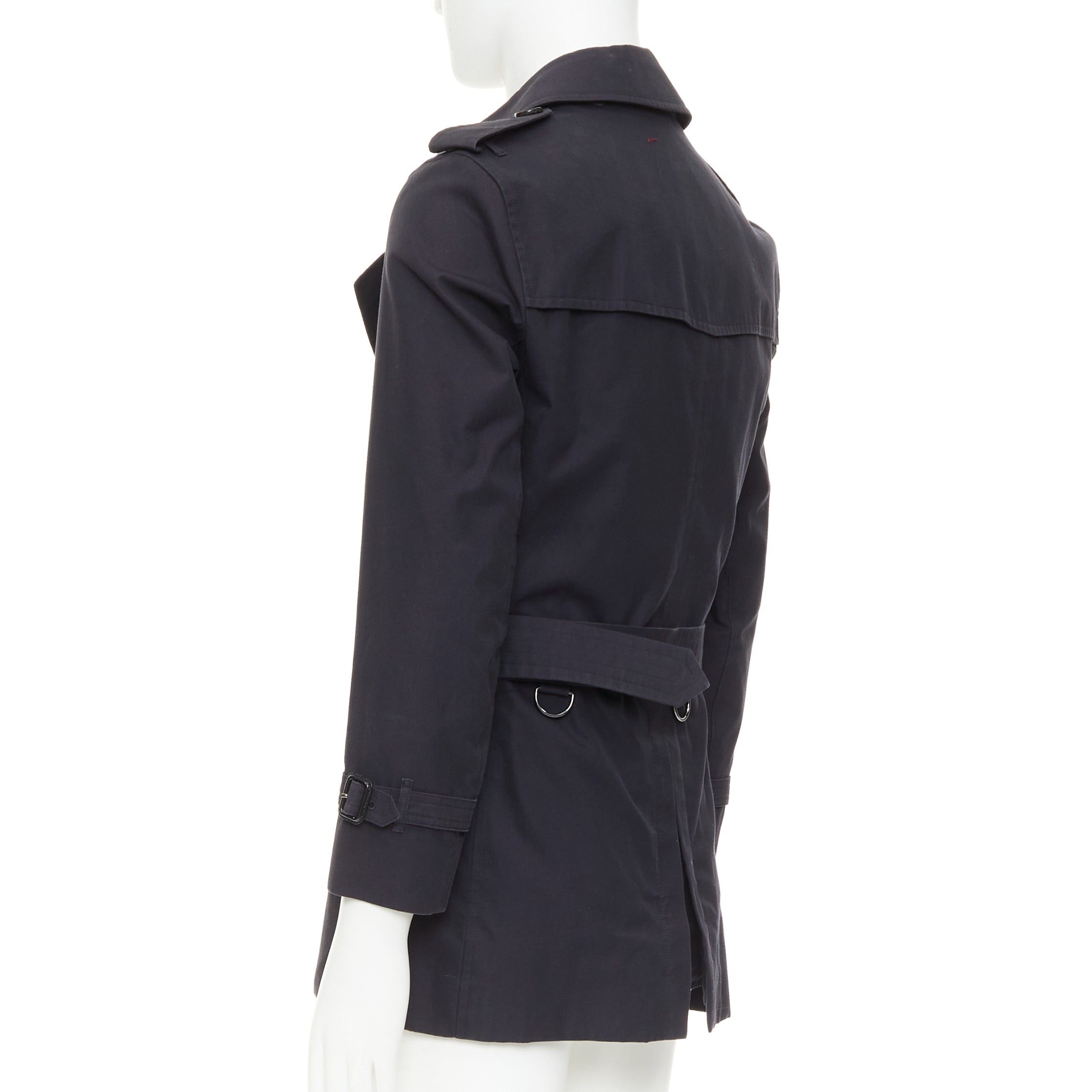 Burberry BURBERRY Prorsum 2011 black cotton twill double breasted leather trim beltedtrench coat EU46 S Size US S / EU 44-46 / 1 - 6 Thumbnail