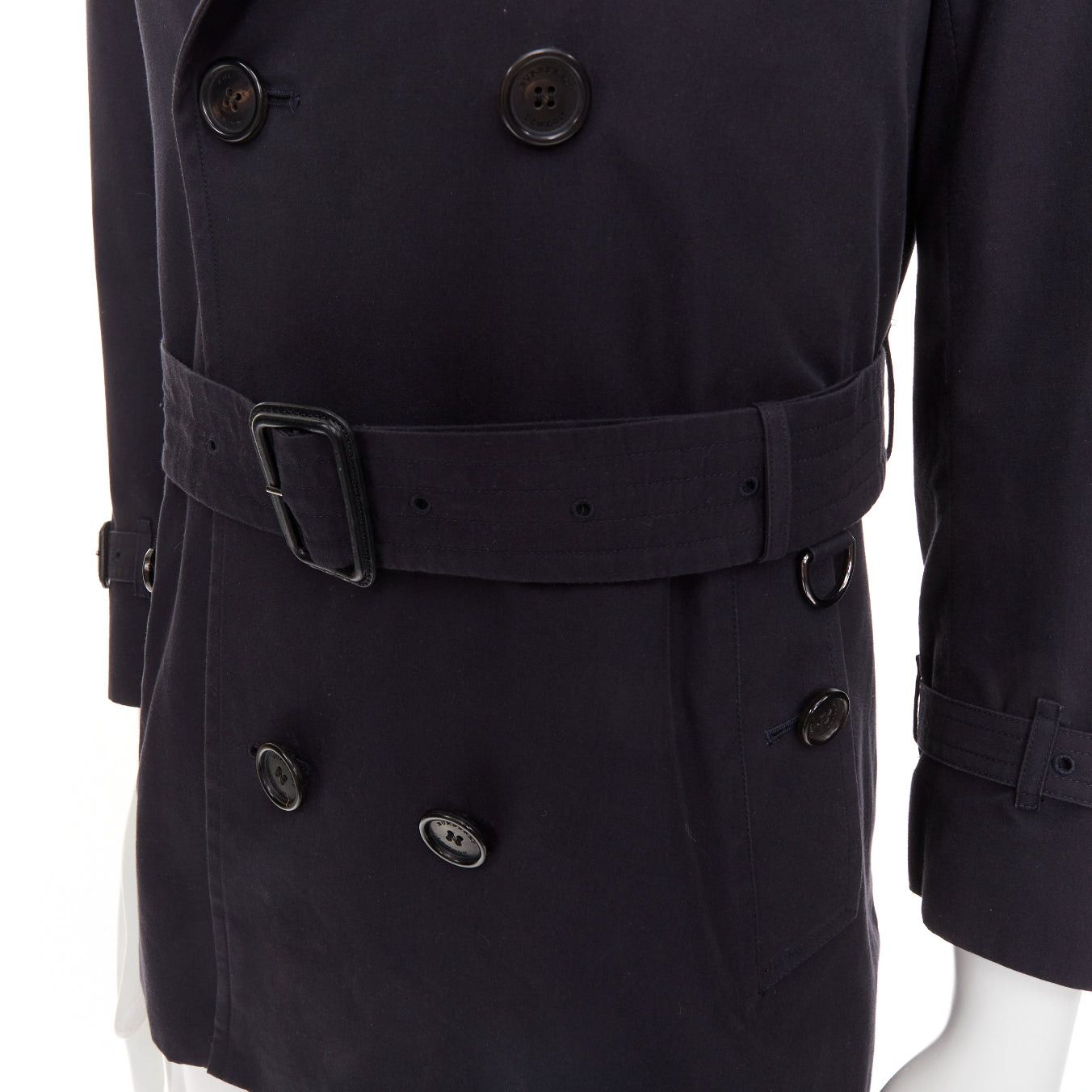Burberry BURBERRY Prorsum 2011 black cotton twill double breasted leather trim beltedtrench coat EU46 S Size US S / EU 44-46 / 1 - 2 Thumbnail
