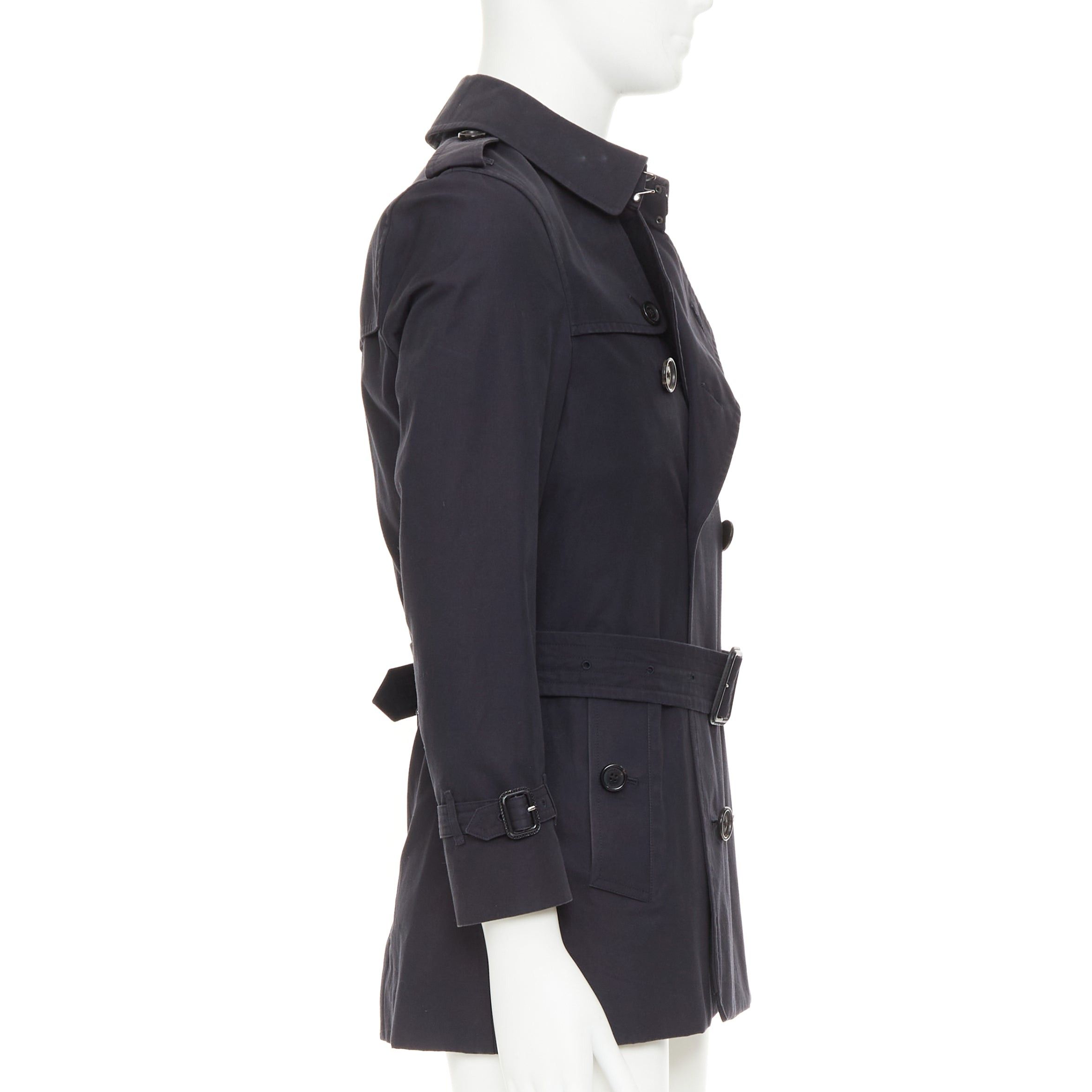 Burberry BURBERRY Prorsum 2011 black cotton twill double breasted leather trim beltedtrench coat EU46 S Size US S / EU 44-46 / 1 - 4 Thumbnail