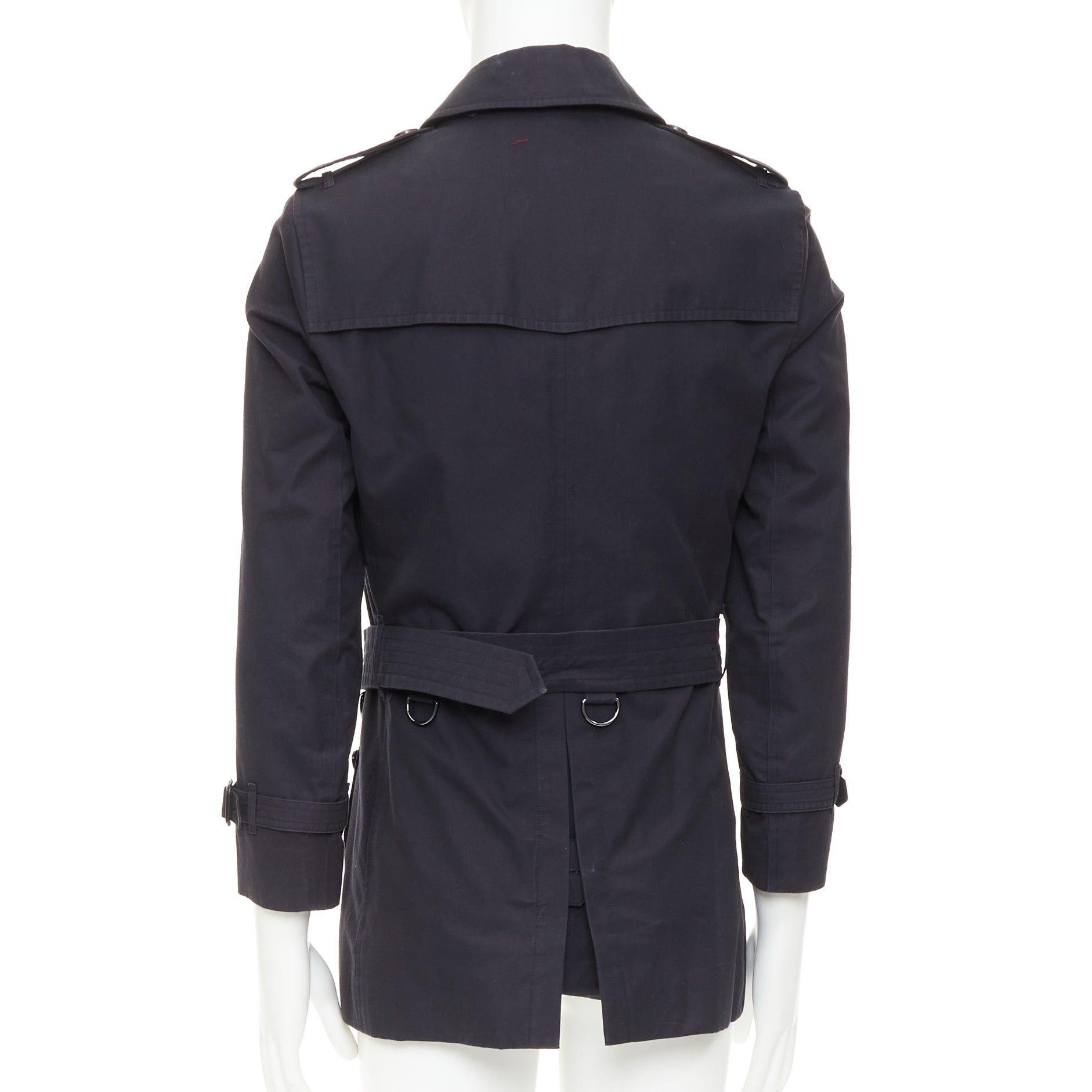 Burberry BURBERRY Prorsum 2011 black cotton twill double breasted leather trim beltedtrench coat EU46 S Size US S / EU 44-46 / 1 - 5 Thumbnail