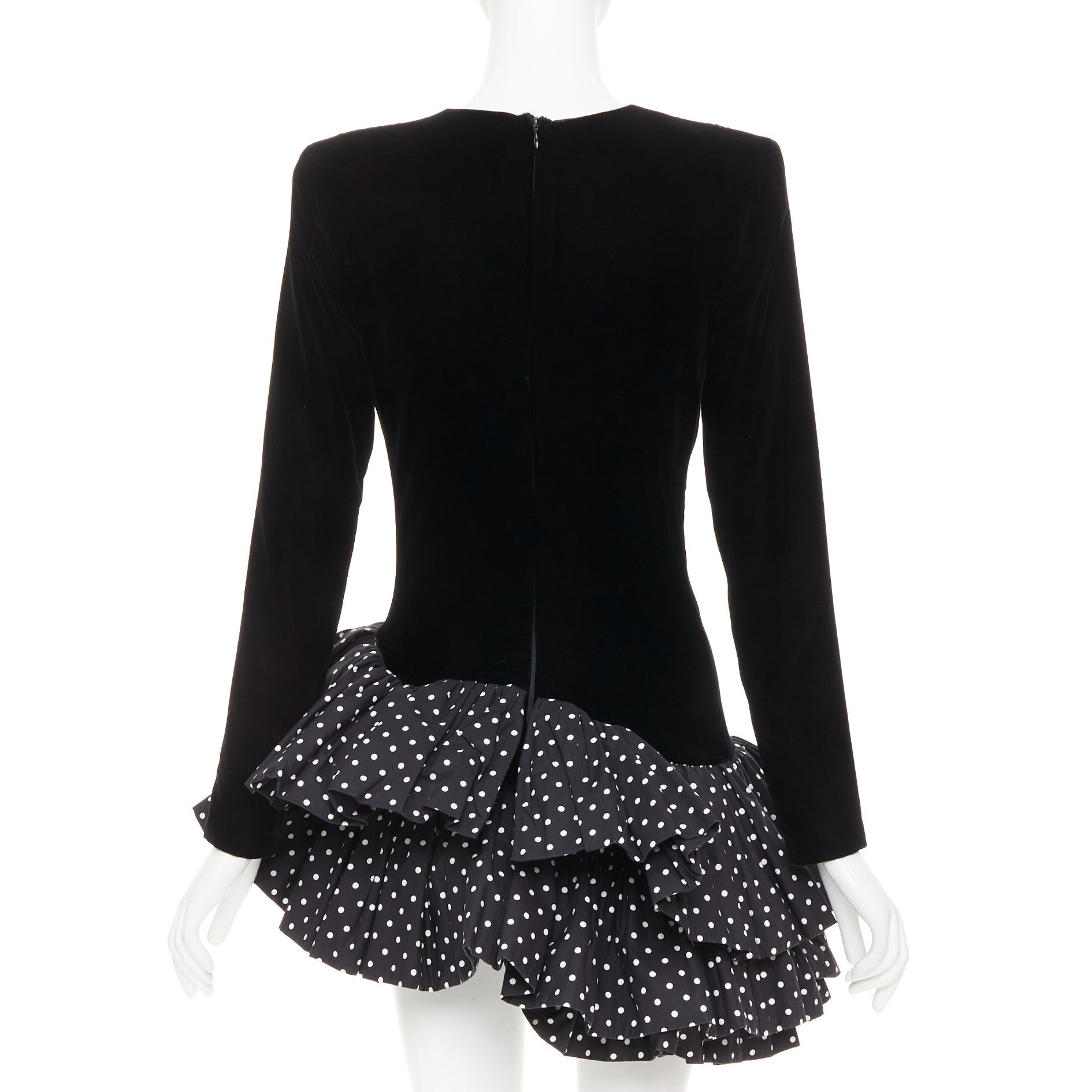 Alexandre Vauthier ALEXANDRE VAUTHIER AW2023 Runway black velvet polka dot mini dress Size S / US 4 / IT 40 - 5 Thumbnail