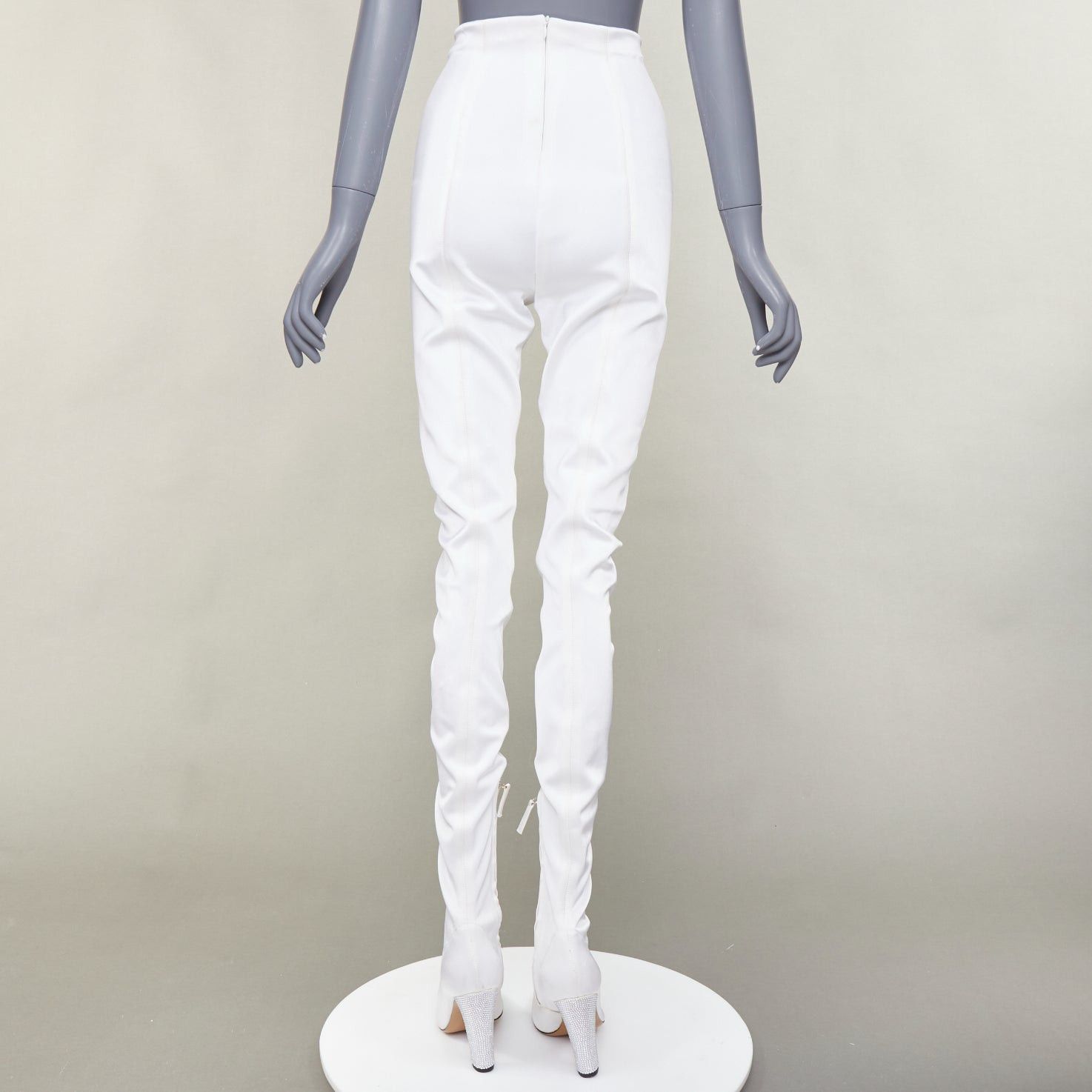 Alexandre Vauthier ALEXANDRE VAUTHIER white satin silver crystal block heel pantashoes EU40 Size US 10 / IT 40 - 5 Thumbnail