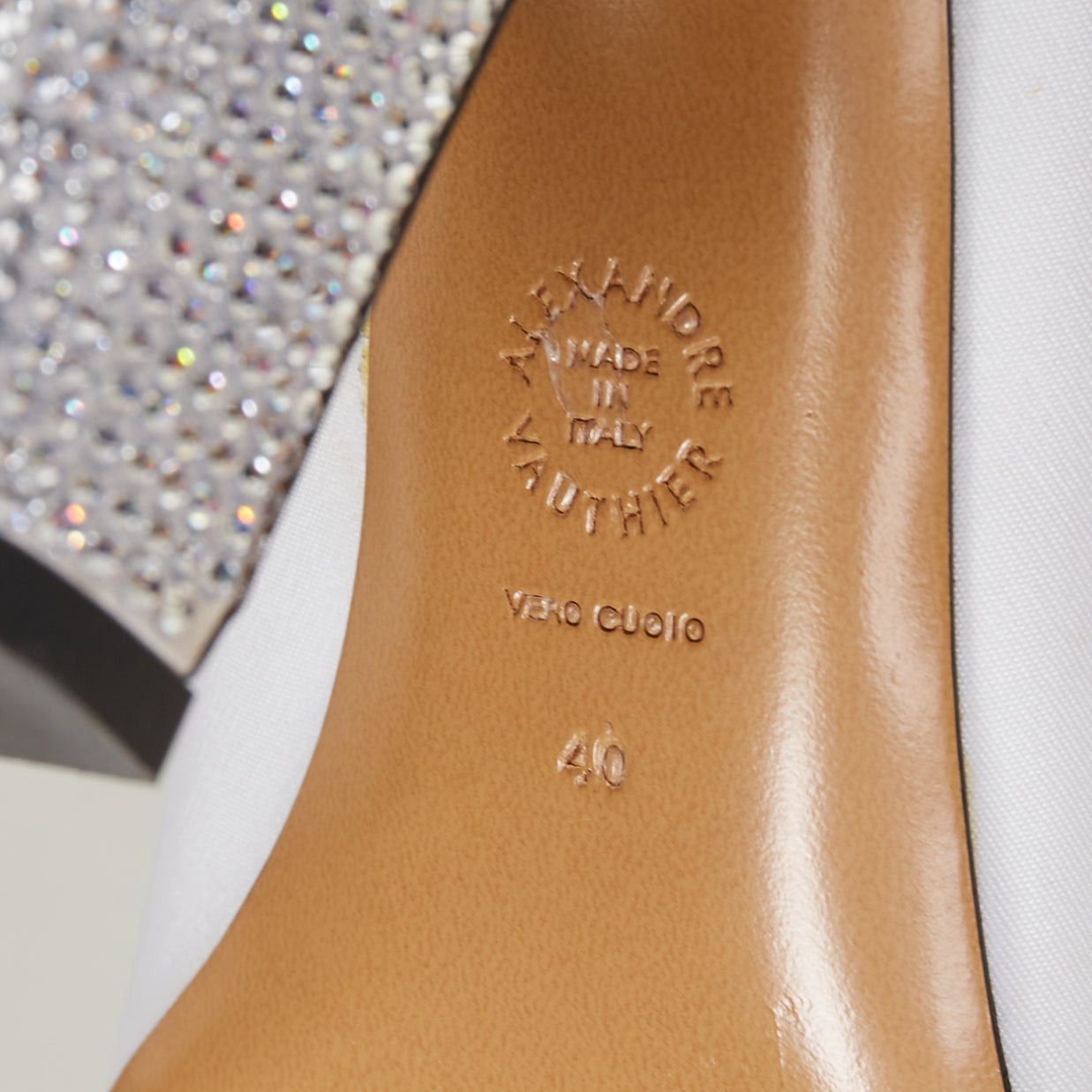 Alexandre Vauthier ALEXANDRE VAUTHIER white satin silver crystal block heel pantashoes EU40 Size US 10 / IT 40 - 9 Thumbnail