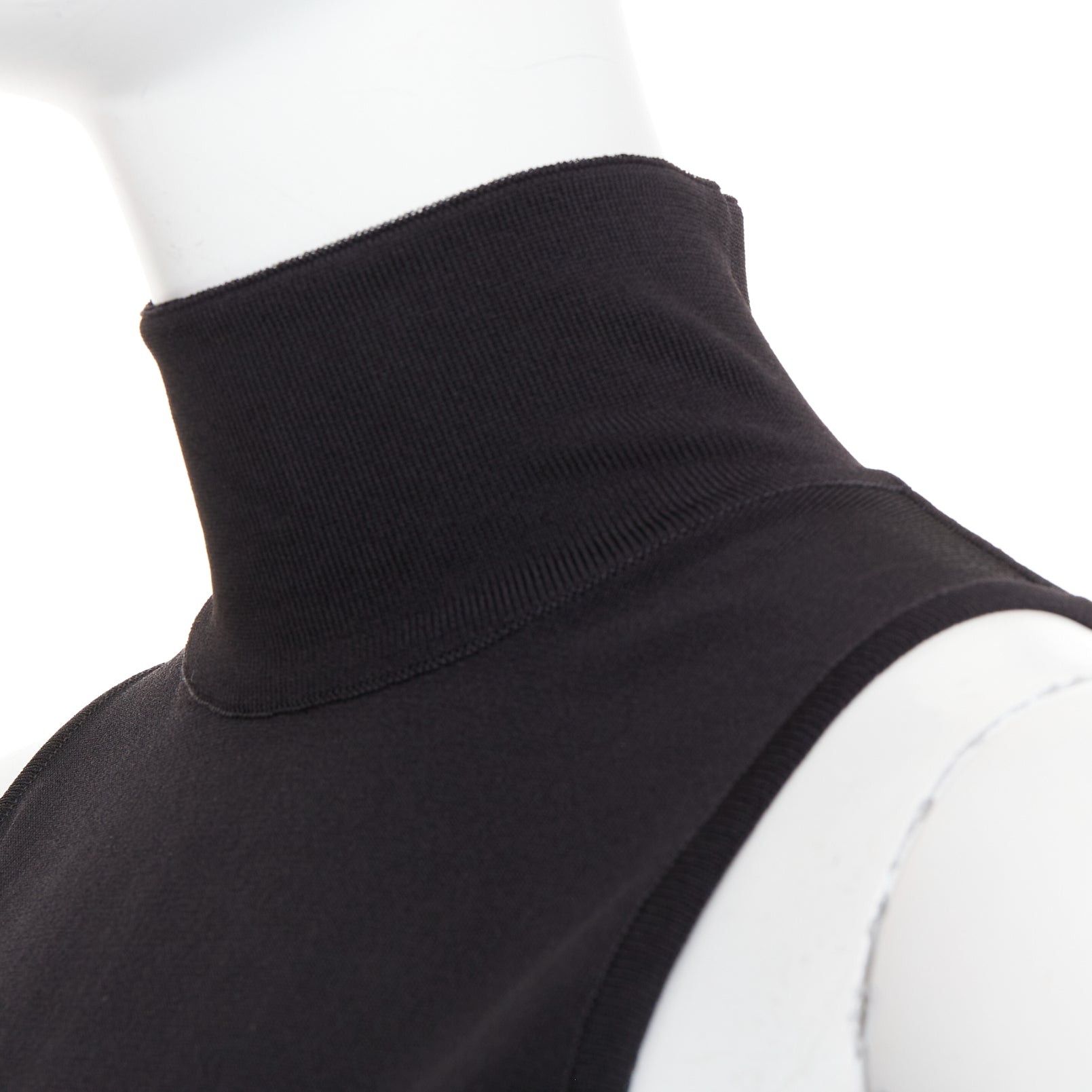 Alexandre Vauthier ALEXANDRE VAUTHIER black stretch knit high neck zip back sleeveless top Size S / US 4 / IT 40 - 2 Thumbnail