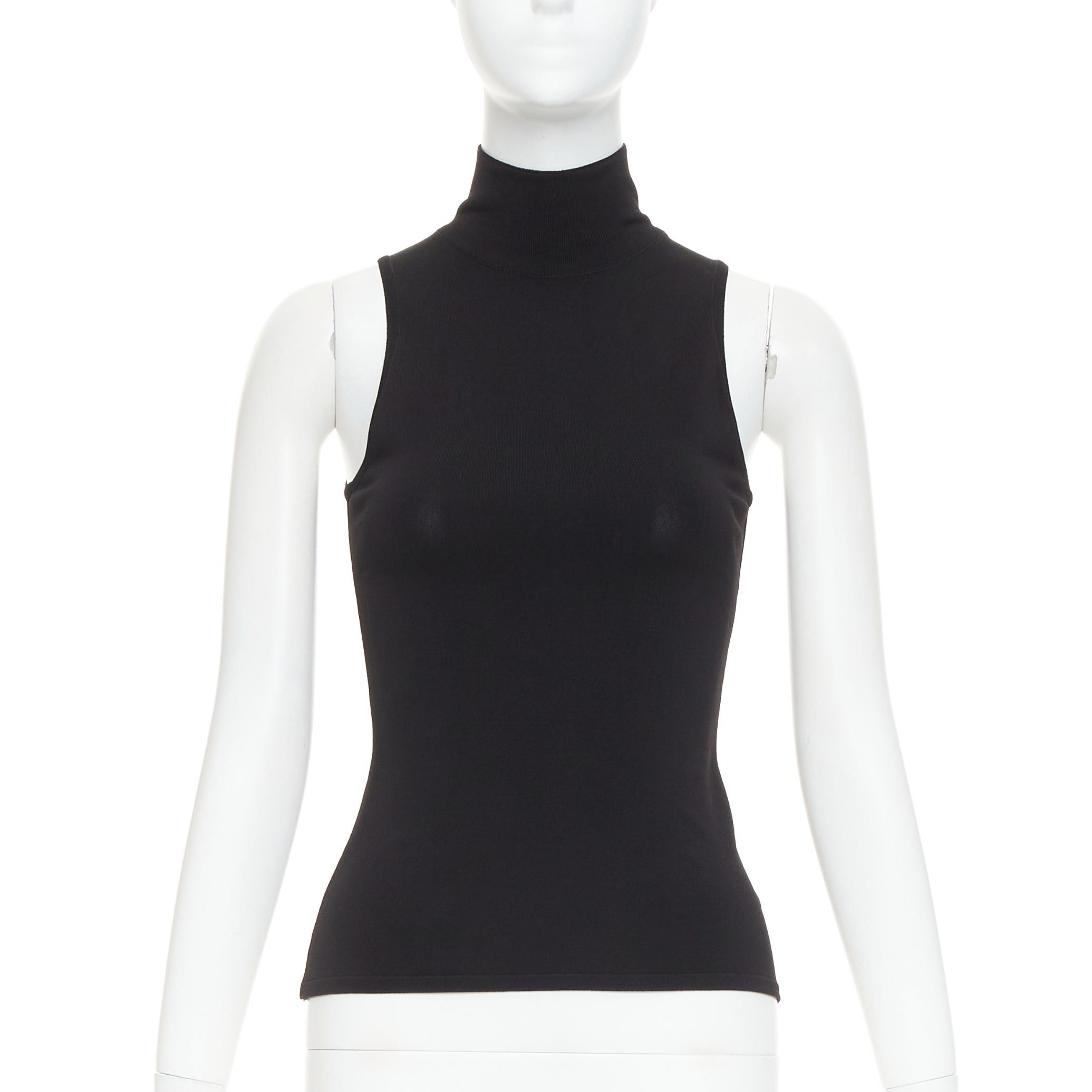 Alexandre Vauthier ALEXANDRE VAUTHIER black stretch knit high neck zip back sleeveless top Size S / US 4 / IT 40 - 3 Thumbnail