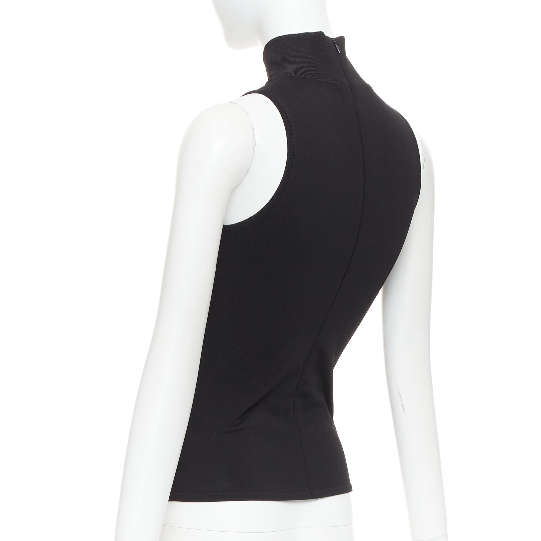Alexandre Vauthier ALEXANDRE VAUTHIER black stretch knit high neck zip back sleeveless top Size S / US 4 / IT 40 - 6 Thumbnail