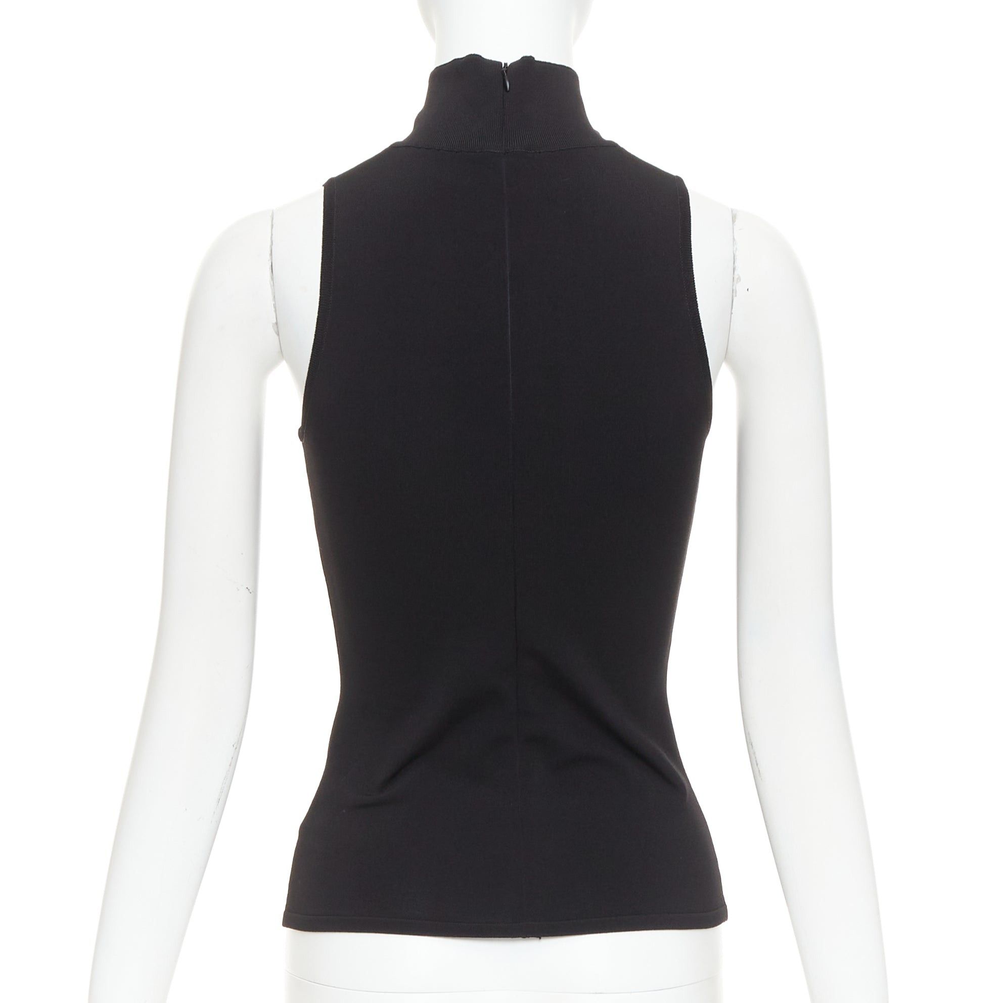 Alexandre Vauthier ALEXANDRE VAUTHIER black stretch knit high neck zip back sleeveless top Size S / US 4 / IT 40 - 5 Thumbnail