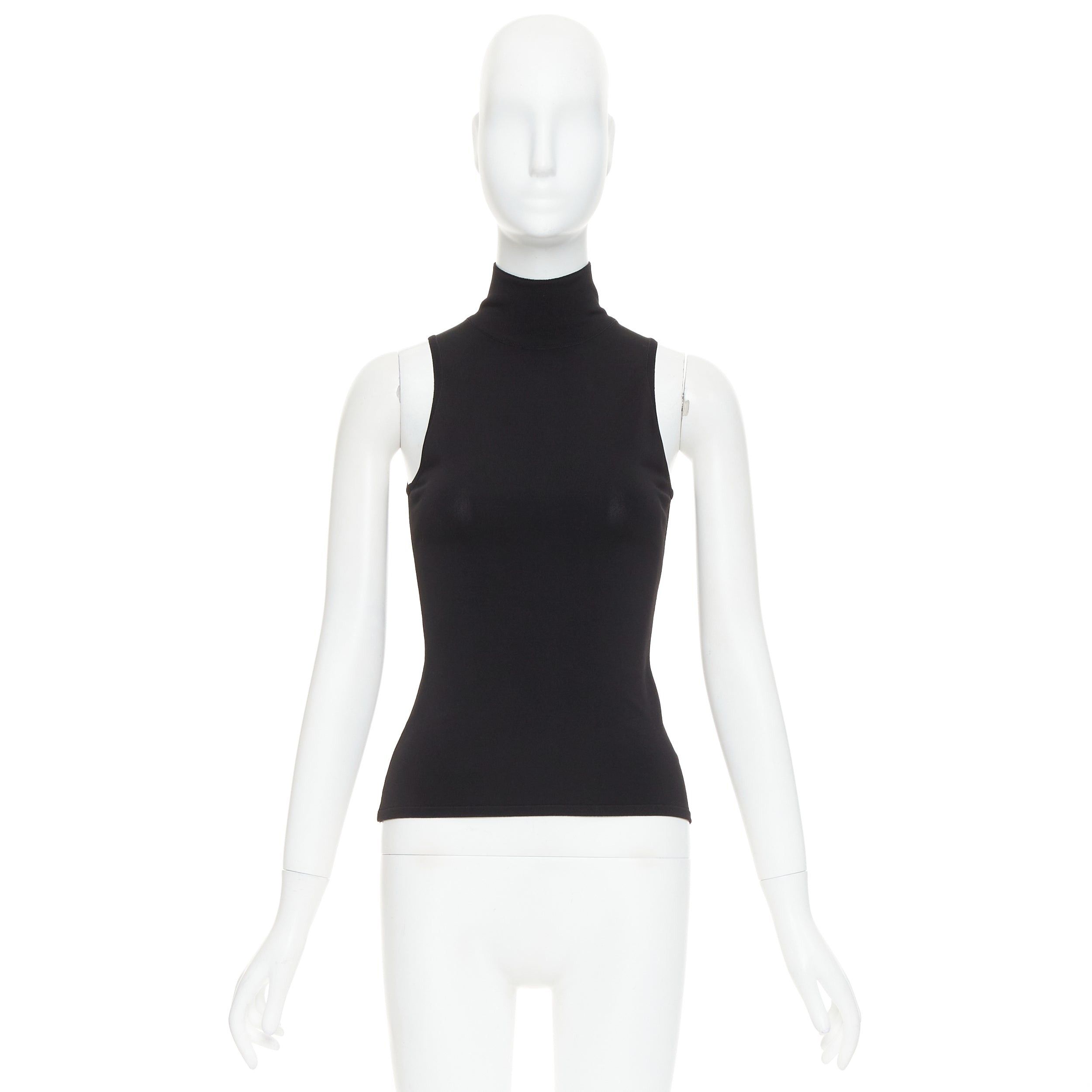 Alexandre Vauthier ALEXANDRE VAUTHIER black stretch knit high neck zip back sleeveless top Size S / US 4 / IT 40 - 9 Thumbnail