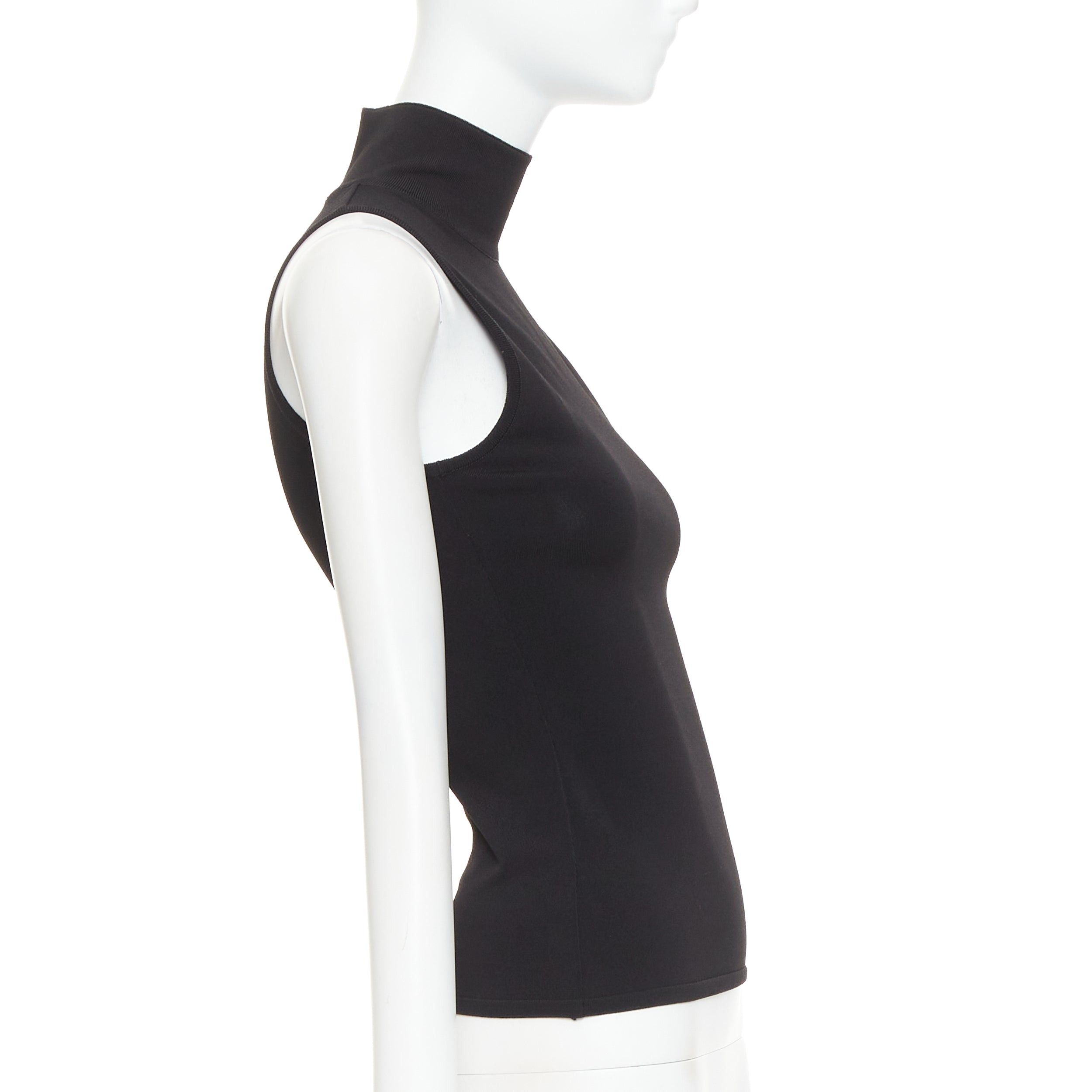 Alexandre Vauthier ALEXANDRE VAUTHIER black stretch knit high neck zip back sleeveless top Size S / US 4 / IT 40 - 4 Thumbnail