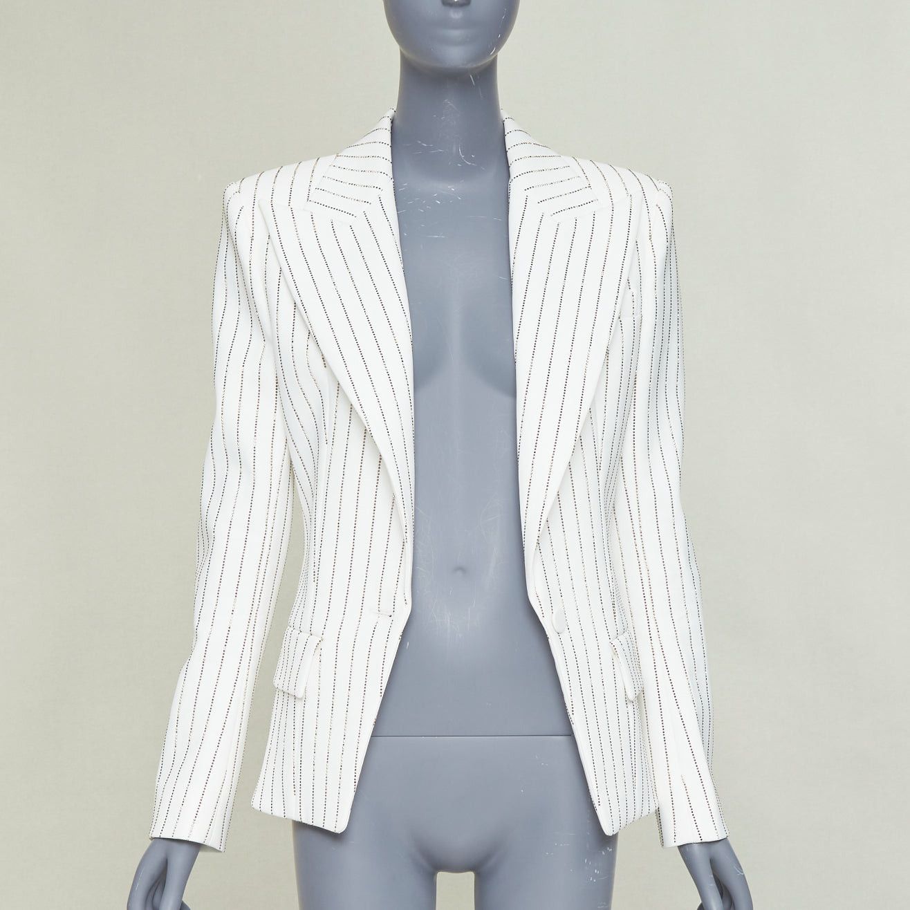 Alexandre Vauthier ALEXANDRE VAUTHIER COUTURE SS2020 Runway off white gold crystal blazer jacket FR36 S Size S / US 4 / IT 40 - 3 Thumbnail