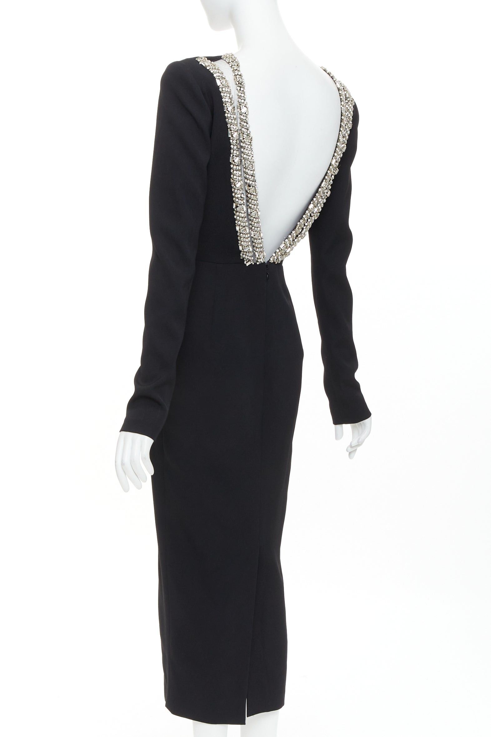 Alexandre Vauthier ALEXANDRE VAUTHIER COUTURE 2023 Runway black crepe crystal embellished open back dress Size S / US 4 / IT 40 - 6 Thumbnail