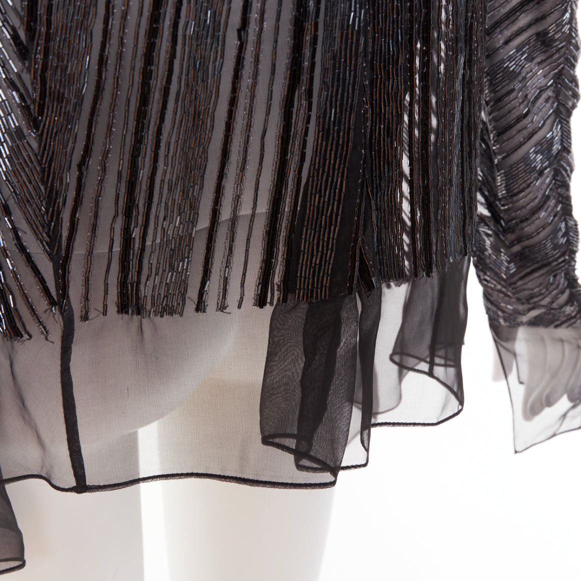 Alexandre Vauthier ALEXANDRE VAUTHIER sheer grey geometric long bead embellished drape jacket Size S / US 4 / IT 40 - 7 Thumbnail