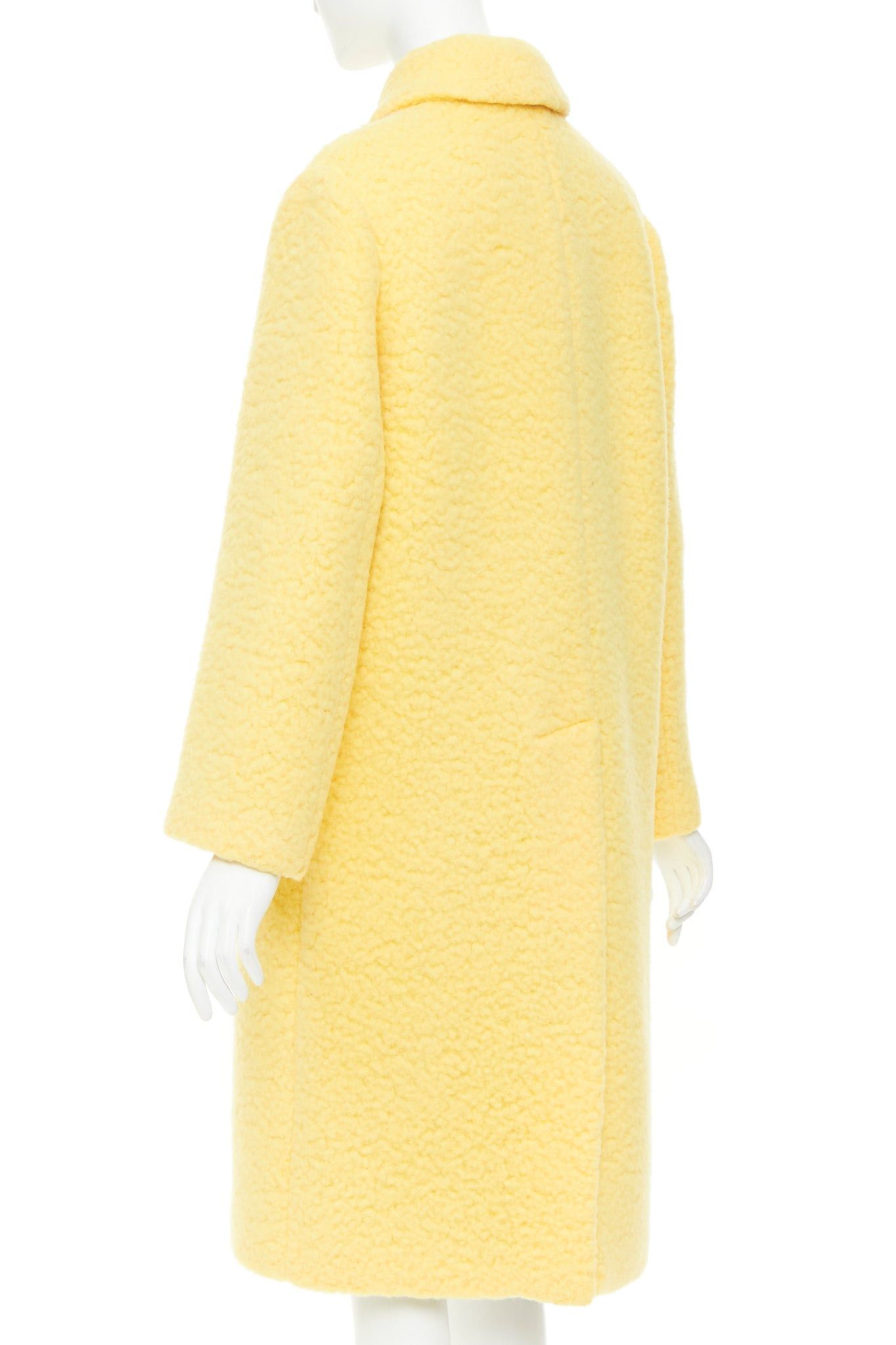 Prada PRADA 2021 Raf Simons Runway pastel yellow wool boucle long oversized coat IT42 M Size M / US 6-8 / IT 42-44 - 7 Thumbnail