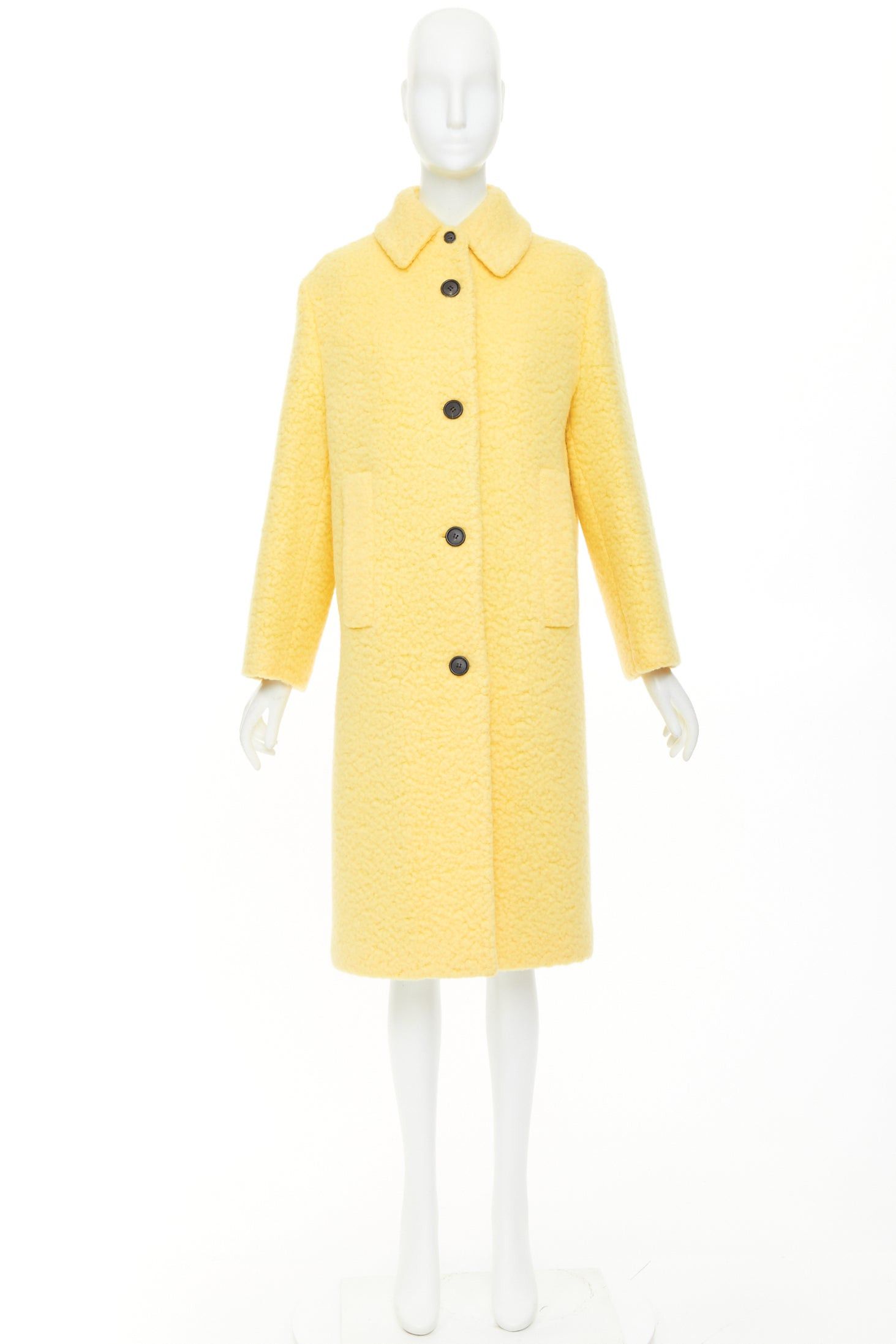 Prada PRADA 2021 Raf Simons Runway pastel yellow wool boucle long oversized coat IT42 M Size M / US 6-8 / IT 42-44 - 9 Thumbnail